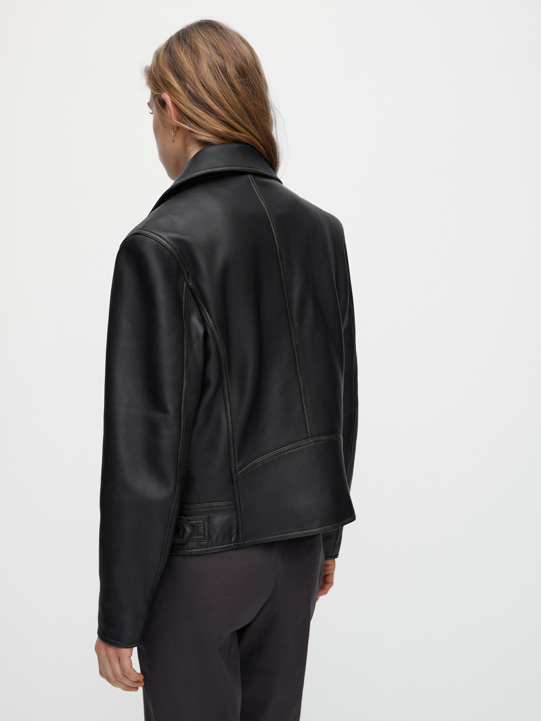 massimo dutti black leather jacket
