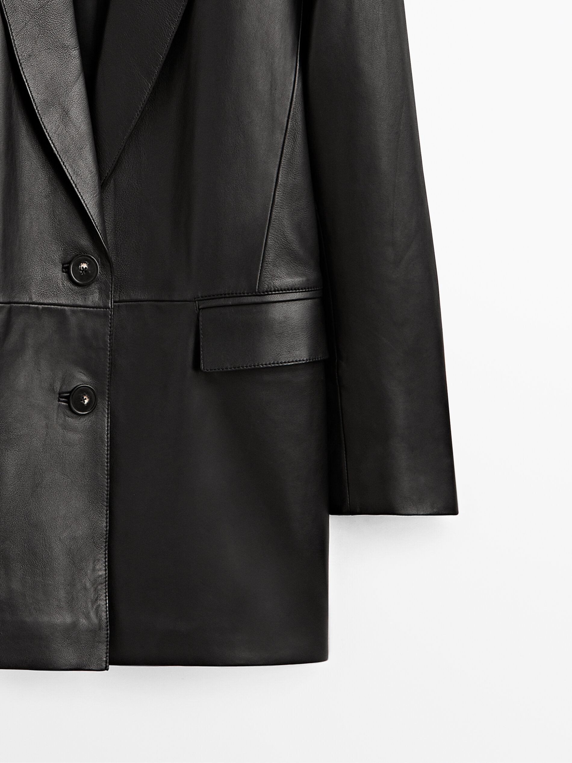 Black nappa leather blazer - Massimo Dutti Slovenia