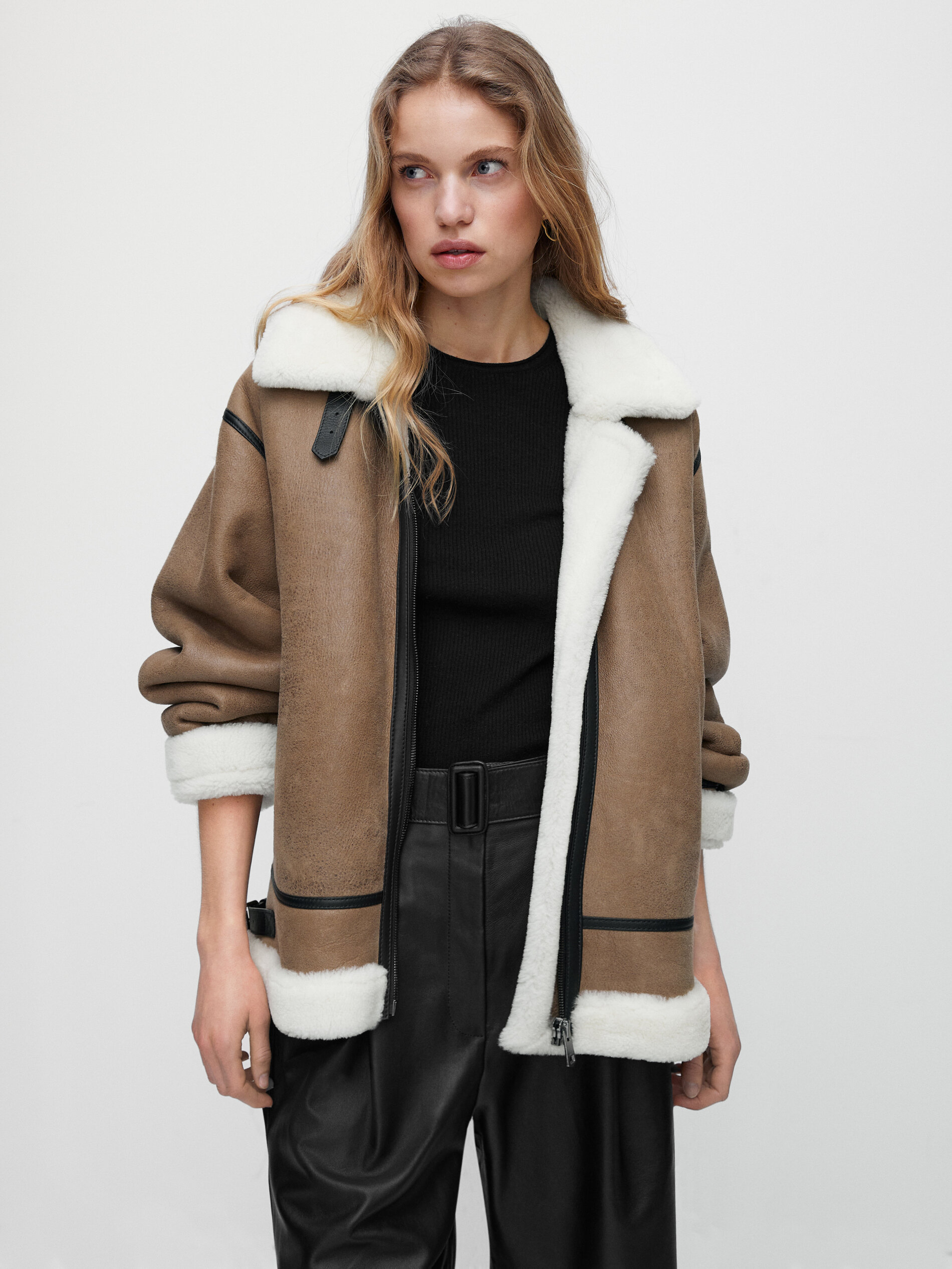 Abrigo piel massimo dutti