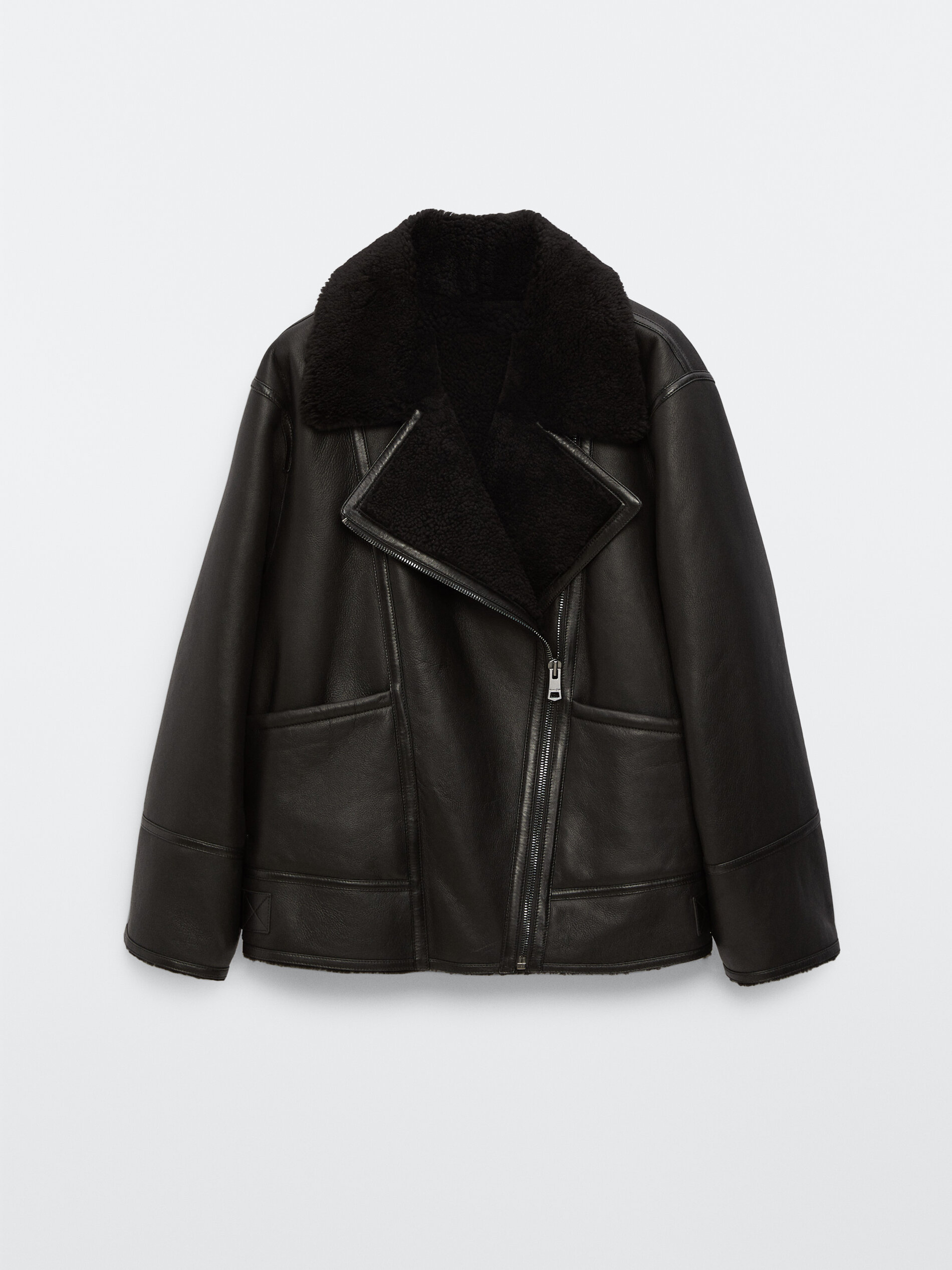 massimo dutti leather biker jacket