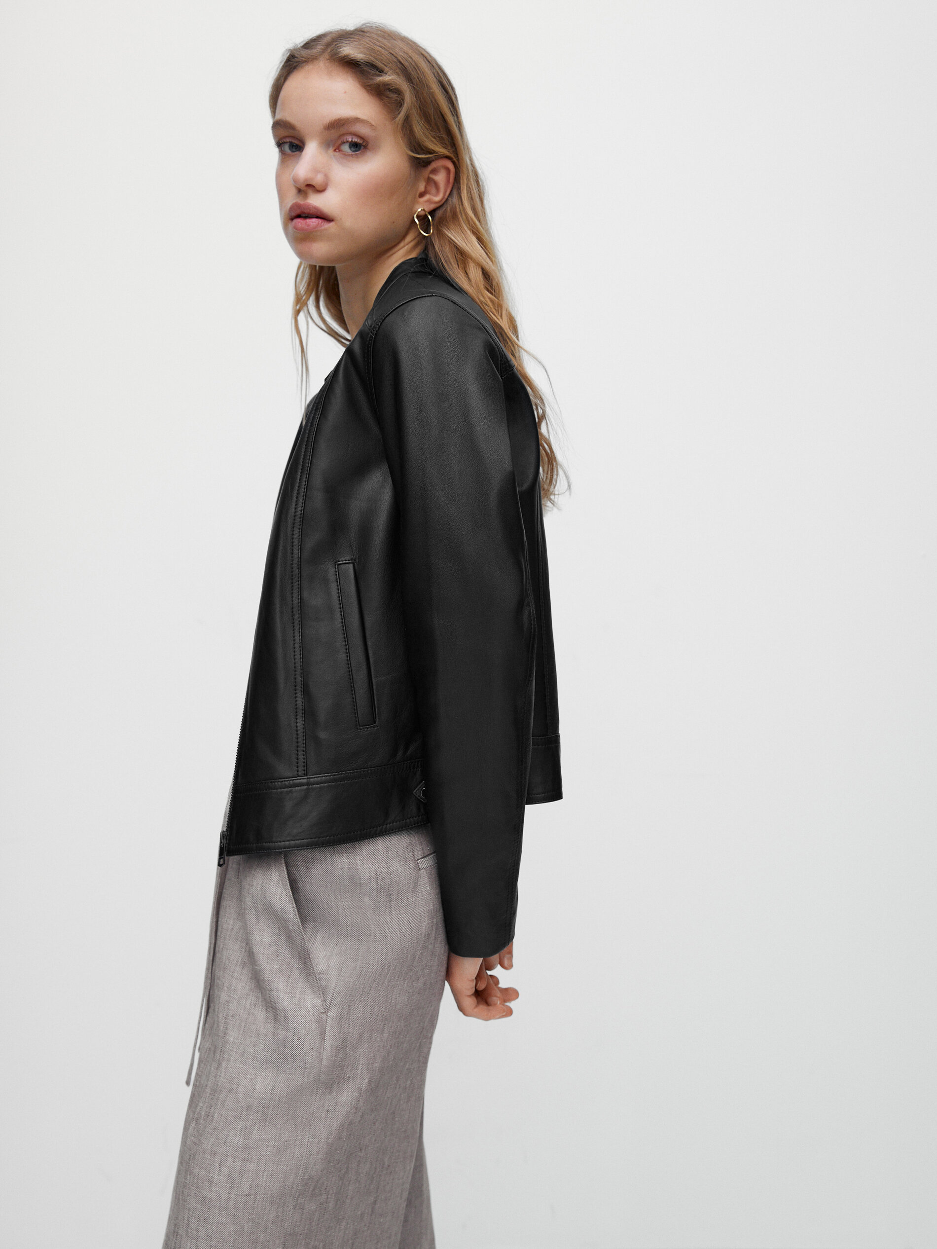 nappa leather jacket massimo dutti