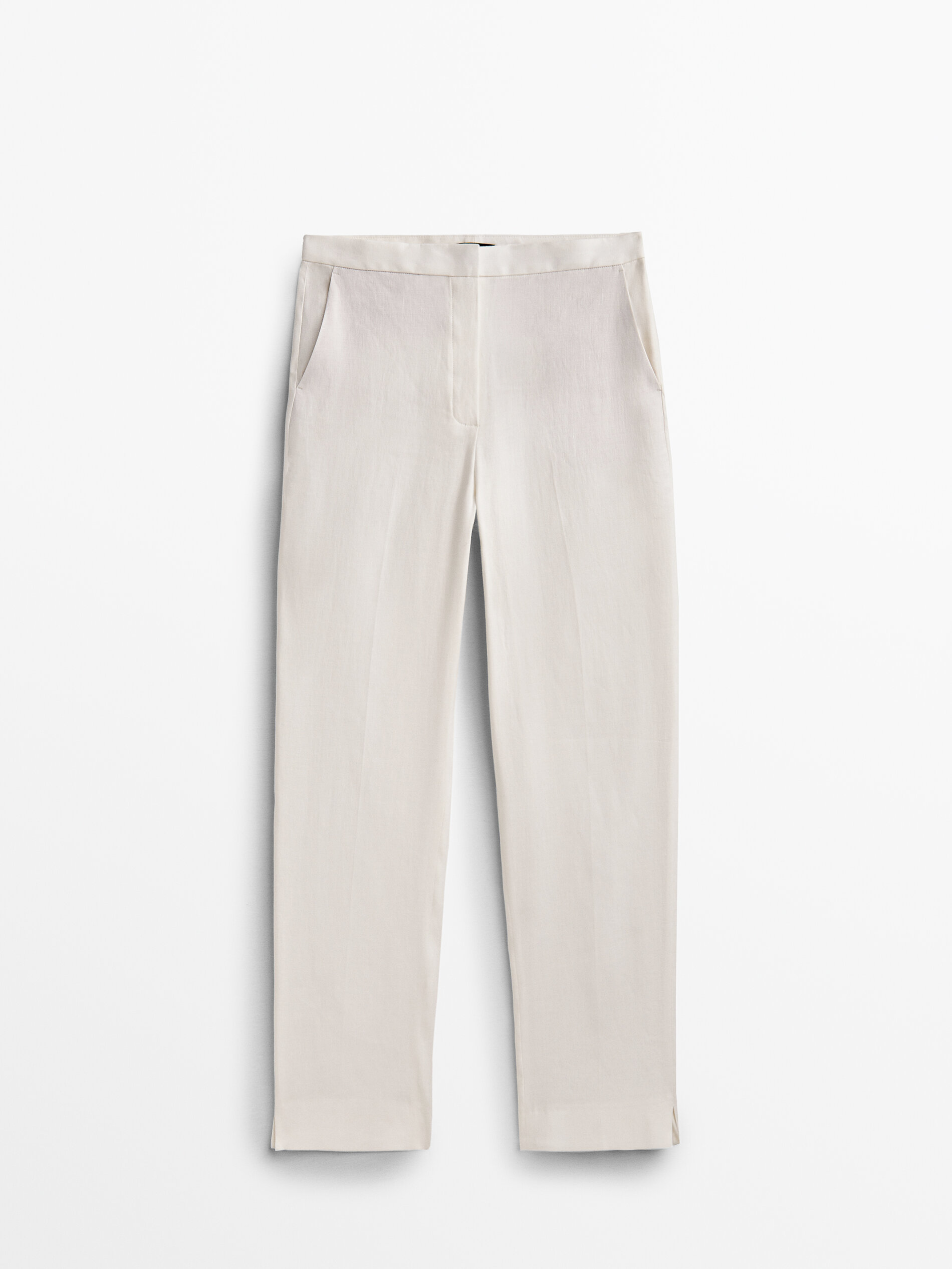 Pantalón lino corte recto - Massimo Dutti España