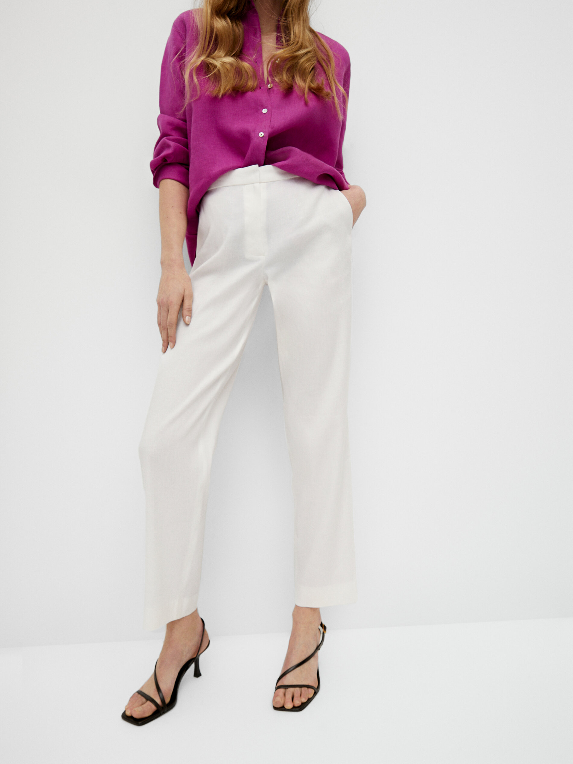 Pantaloni straight fit in lino - Massimo Dutti Italia