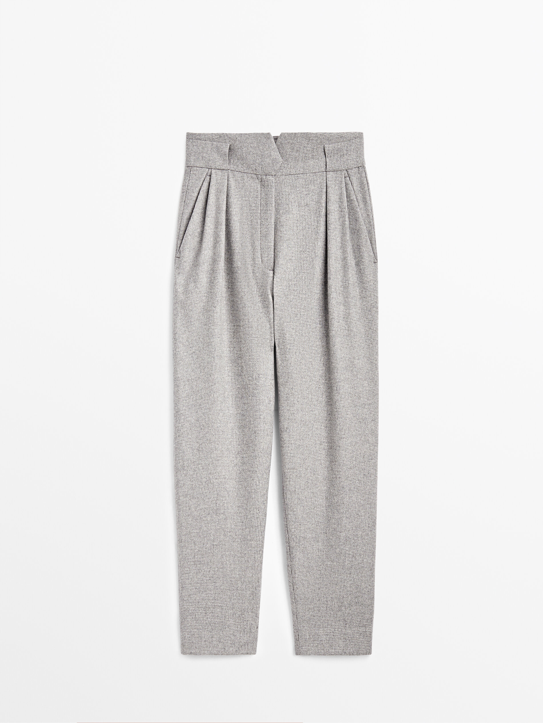 Wool houndstooth darted trousers 