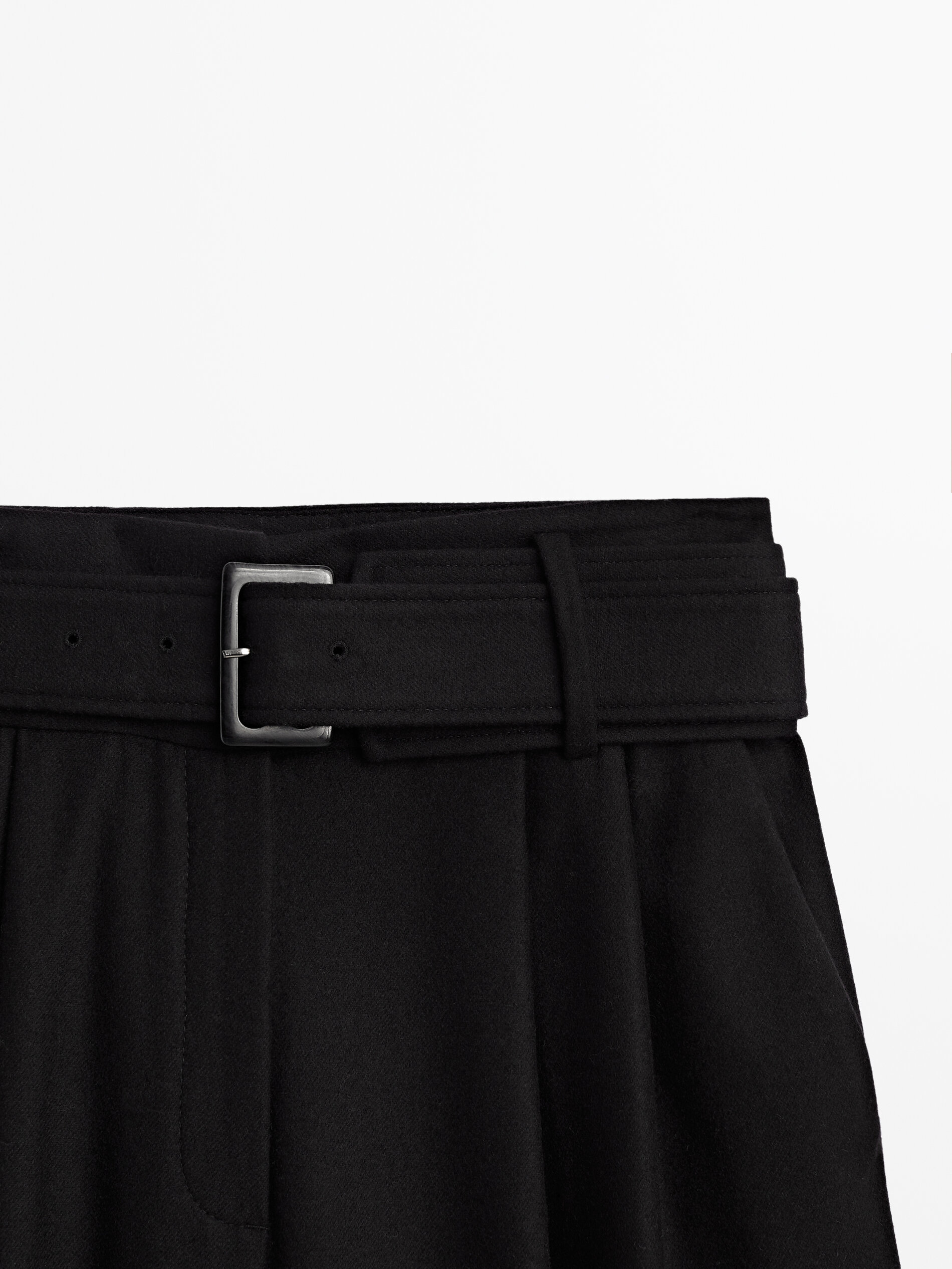 Pantaloni culotte di lana con cintura - Massimo Dutti Italia