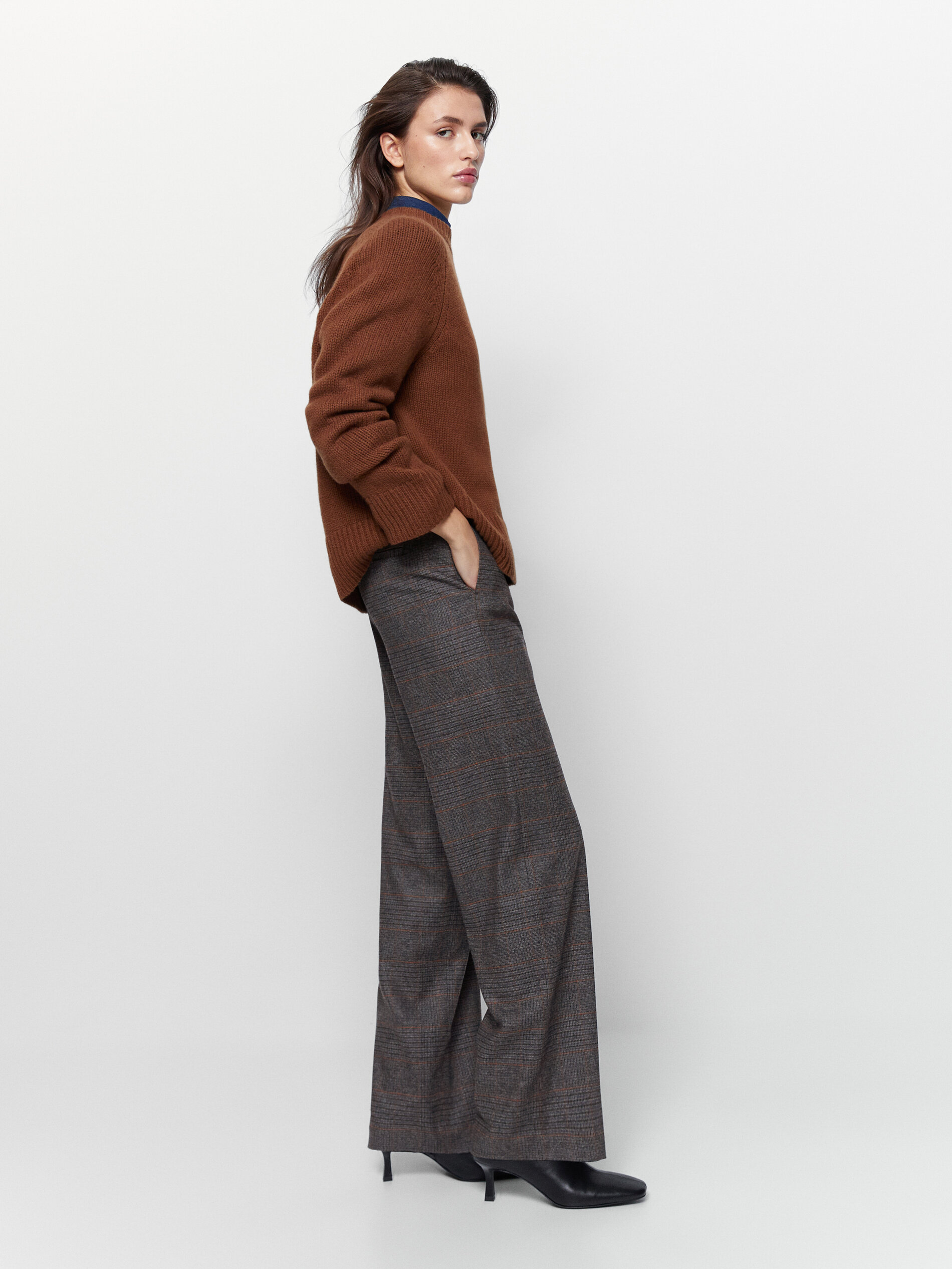 Pantalón cuadros perfil toffee - Massimo Dutti España