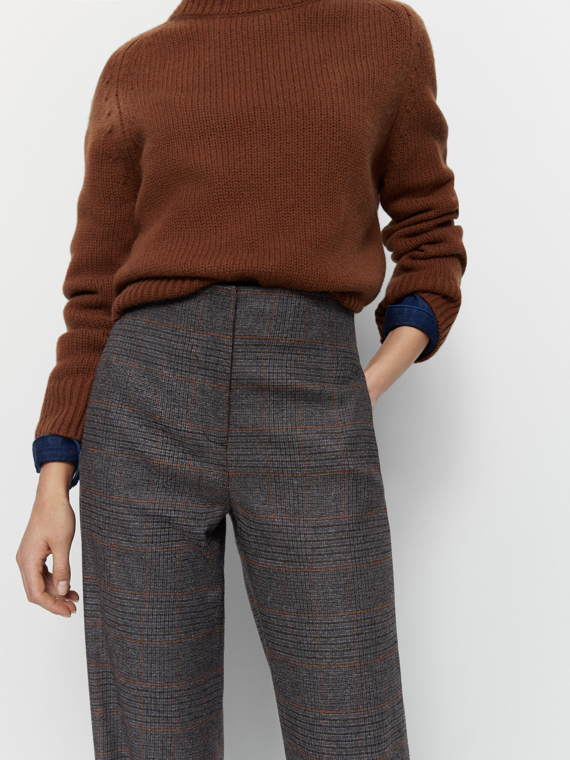 Pantalón cuadros perfil toffee - Massimo Dutti España