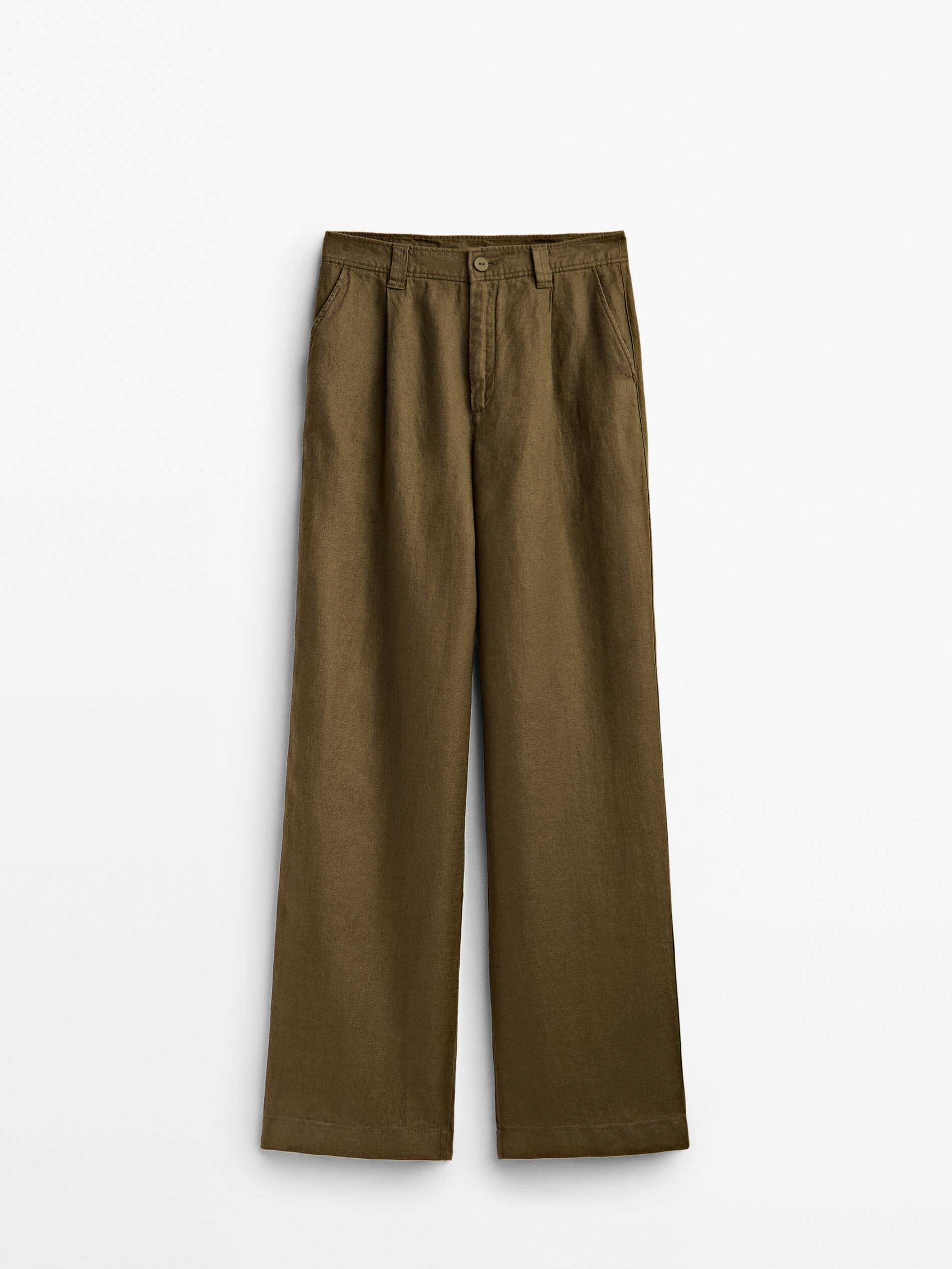 High-waist wide-leg linen trousers 