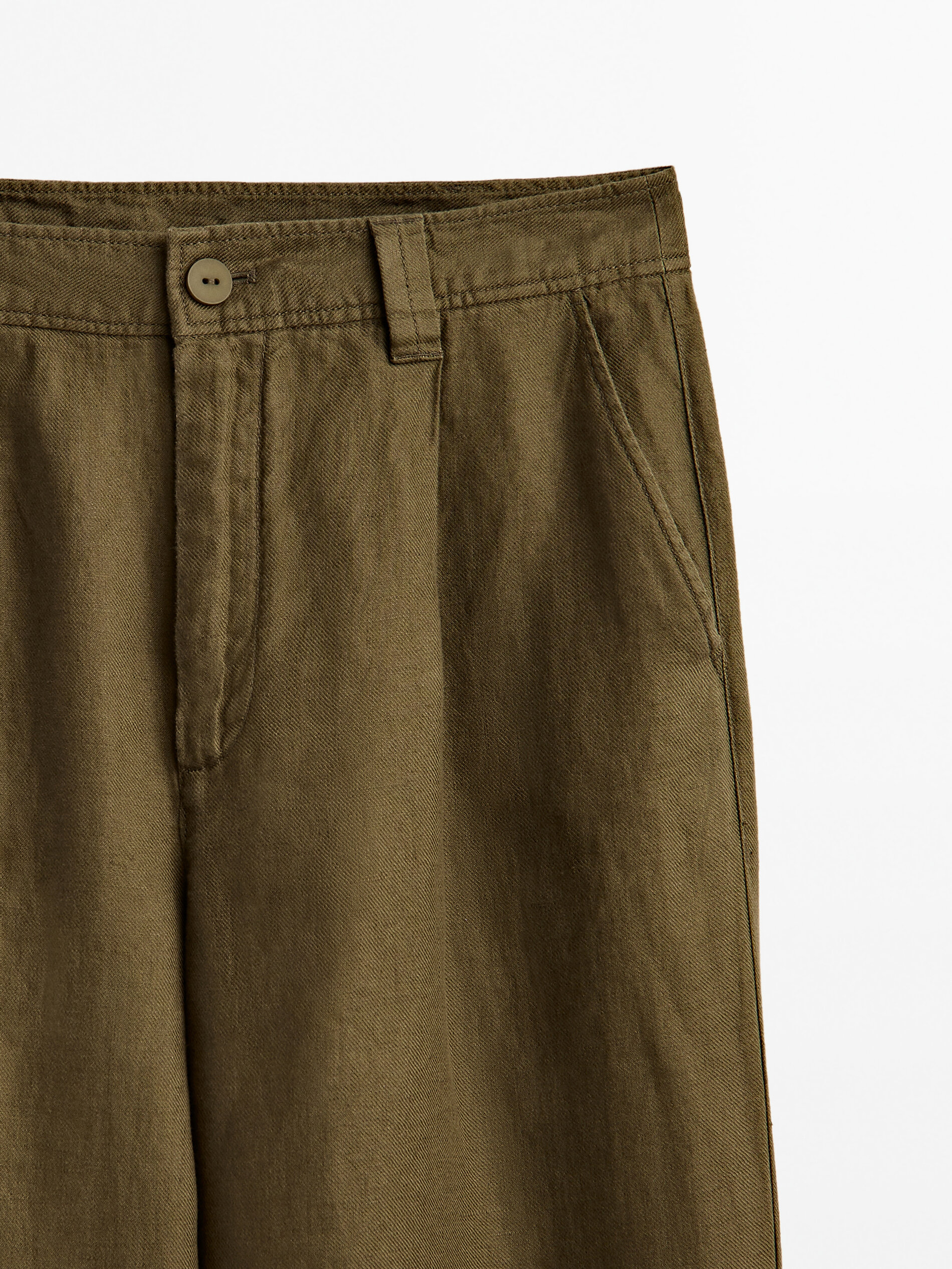 High-waist wide-leg linen trousers 