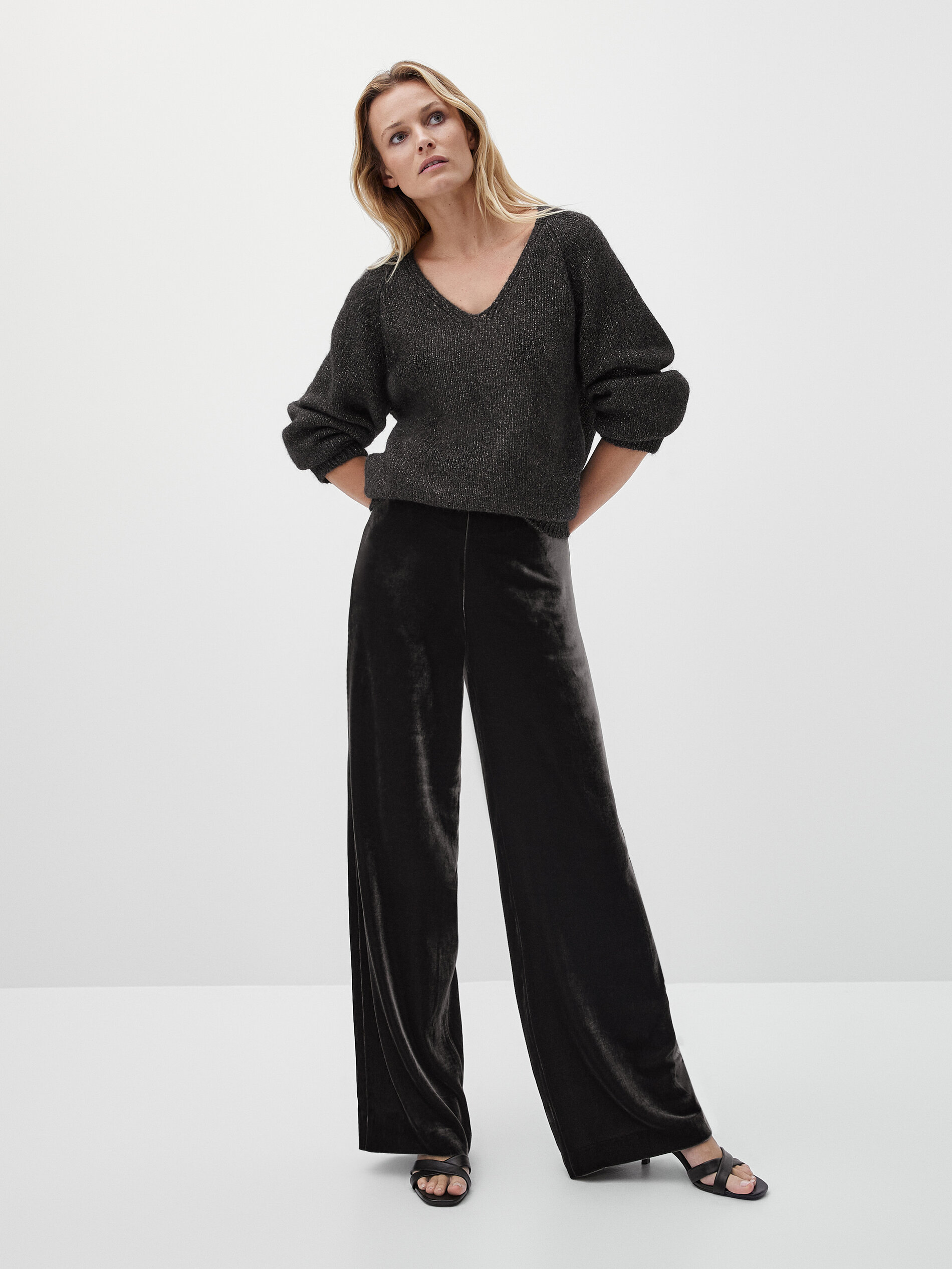 Pantalón terciopelo cintura elástica - Massimo Dutti Colombia