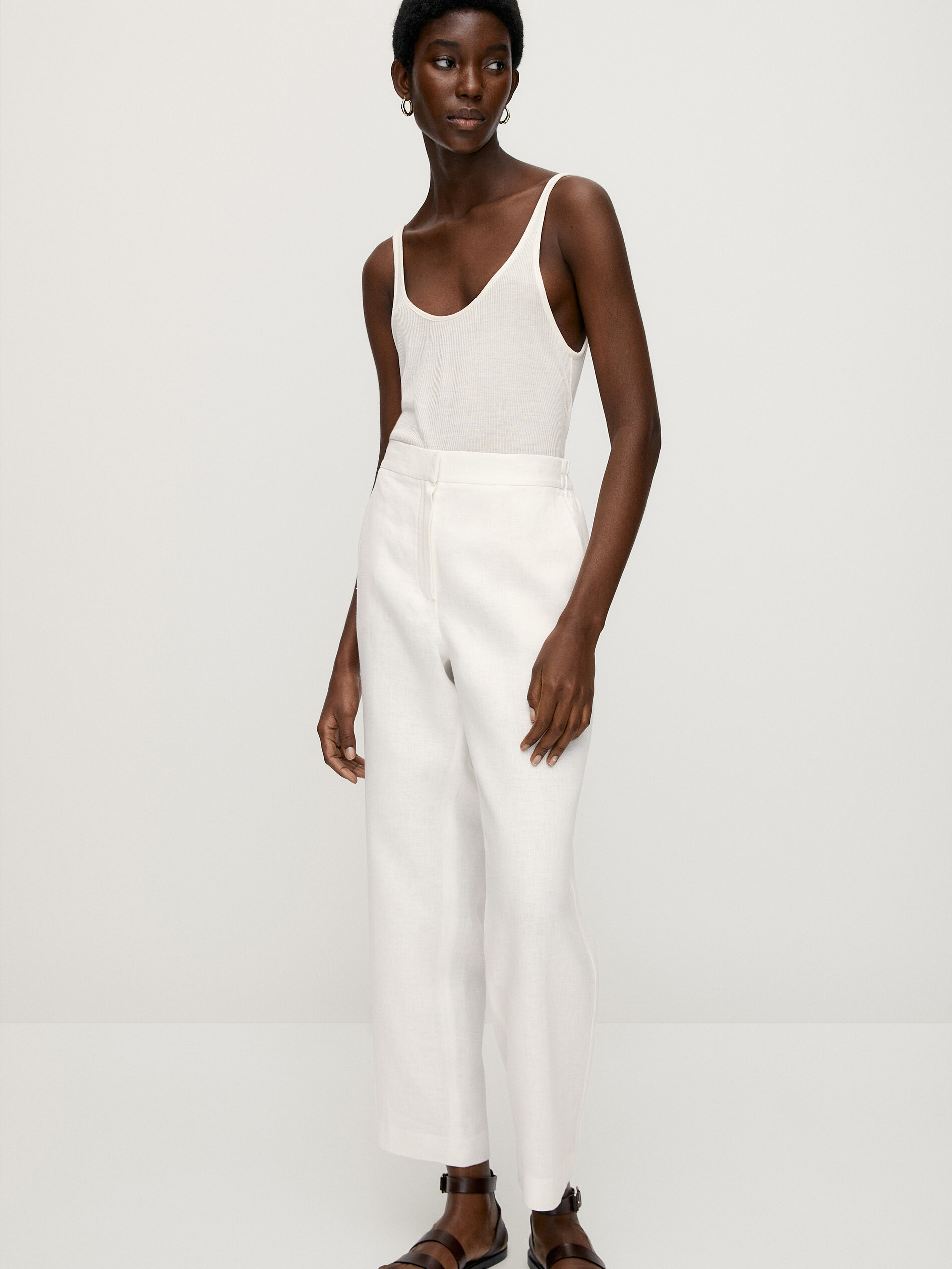 Straight fit linen trousers - Massimo 
