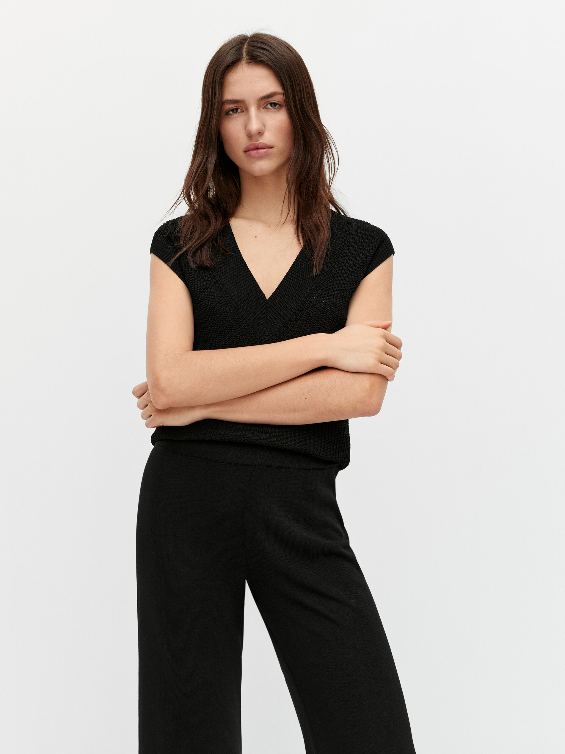 Pantalón de punto cropped - Massimo Dutti España