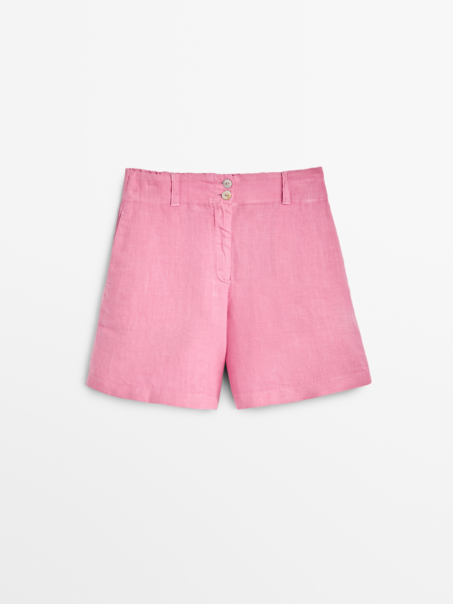 linen Bermuda shorts with two buttons 