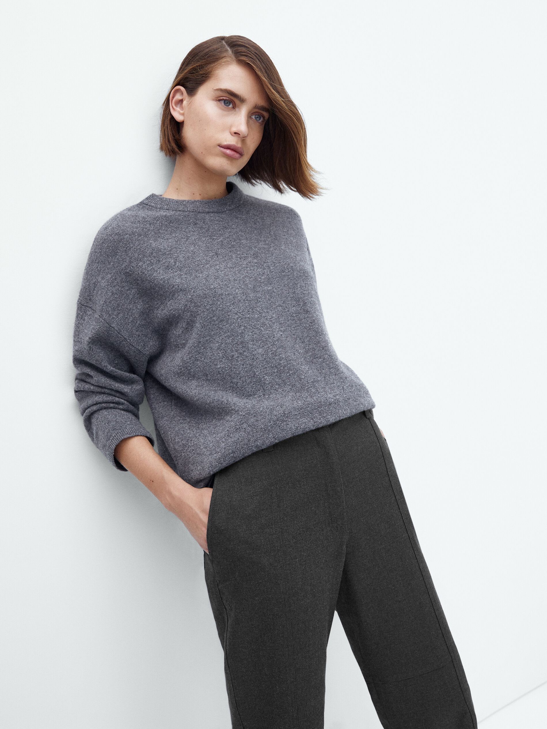 Pantalón jogger gris algodón - Massimo Dutti España