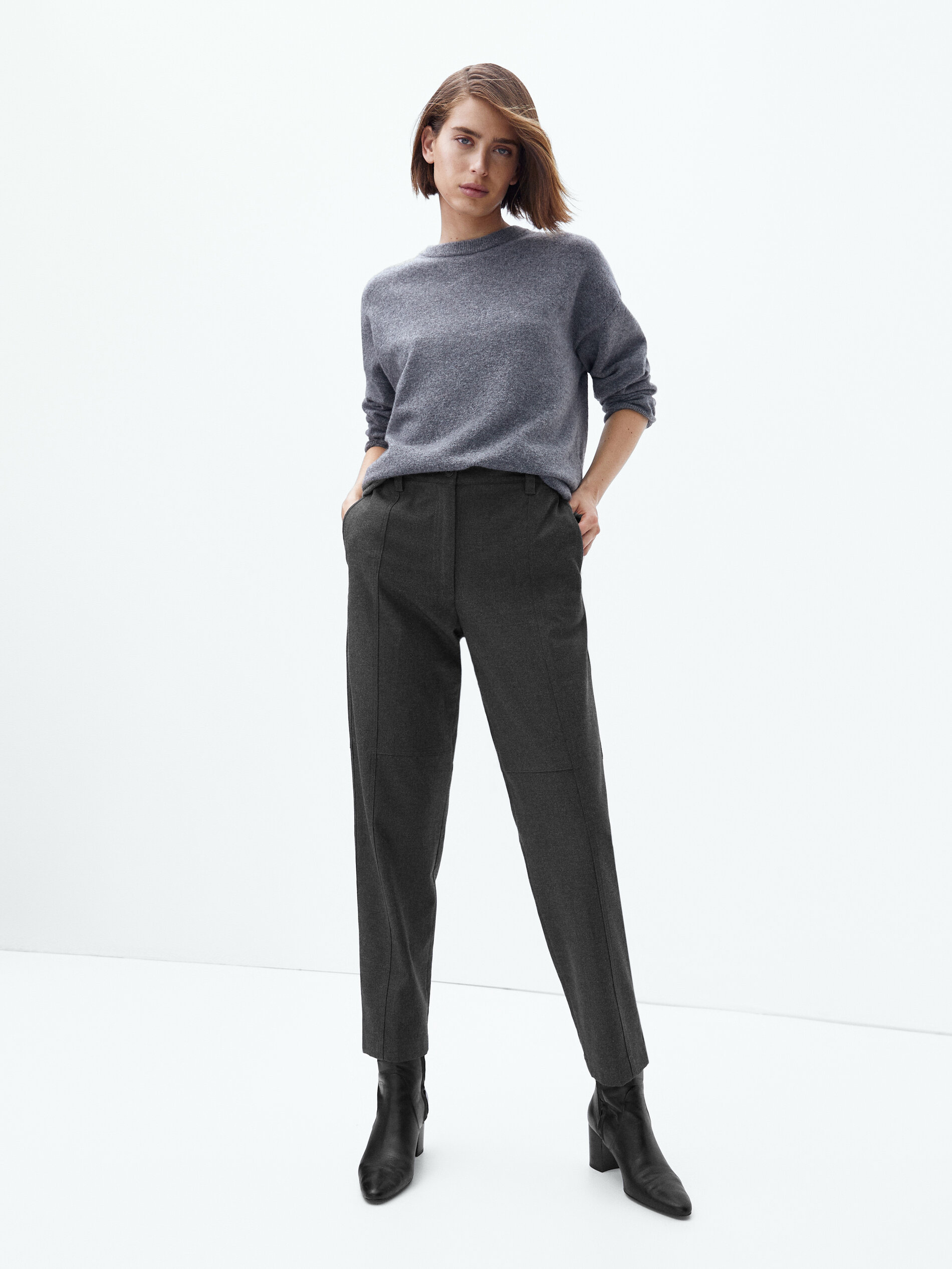 Pantalón jogger gris algodón - Massimo Dutti España