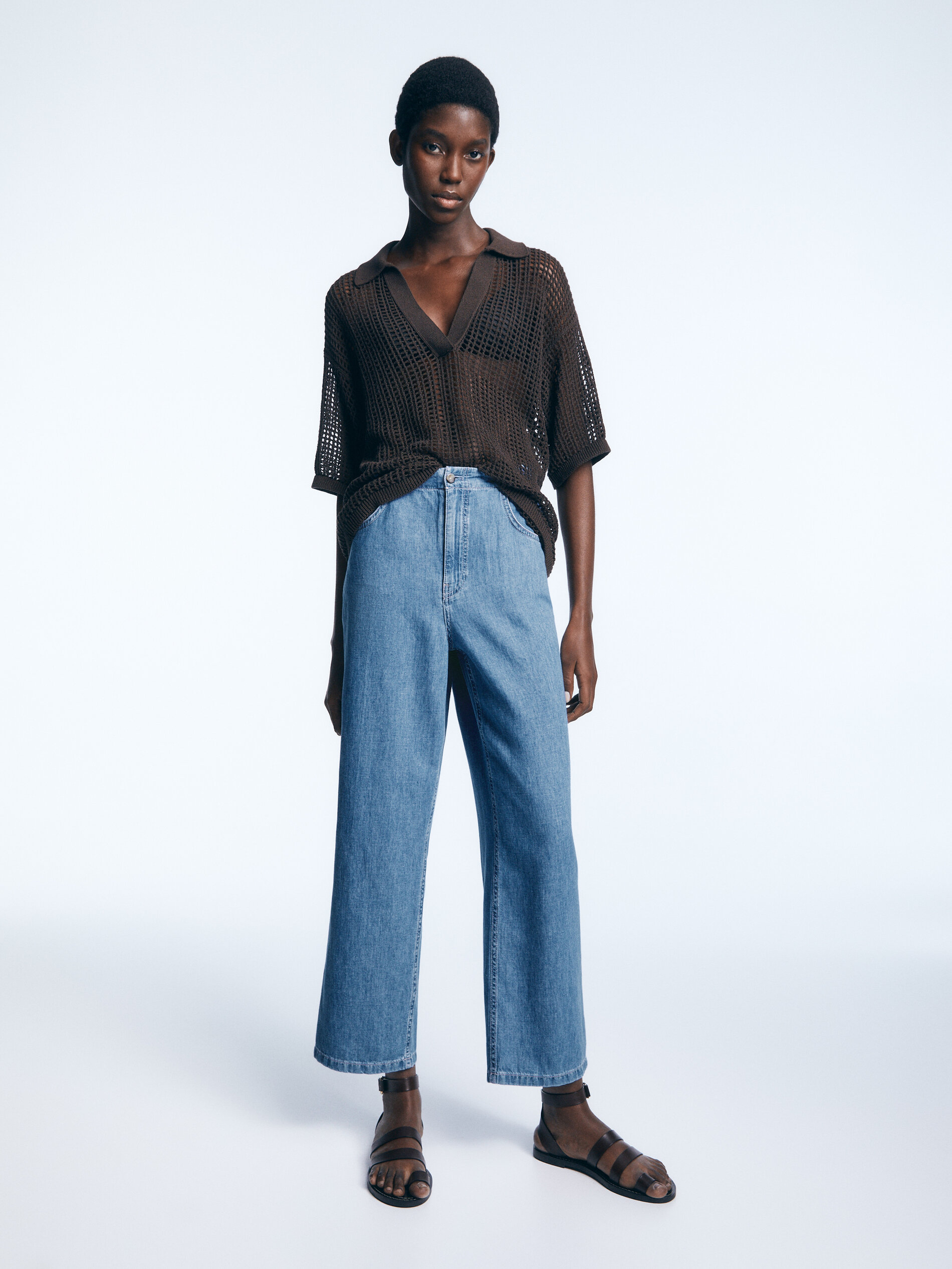 Jeans dritti con vita elasticizzata - Massimo Dutti Italia