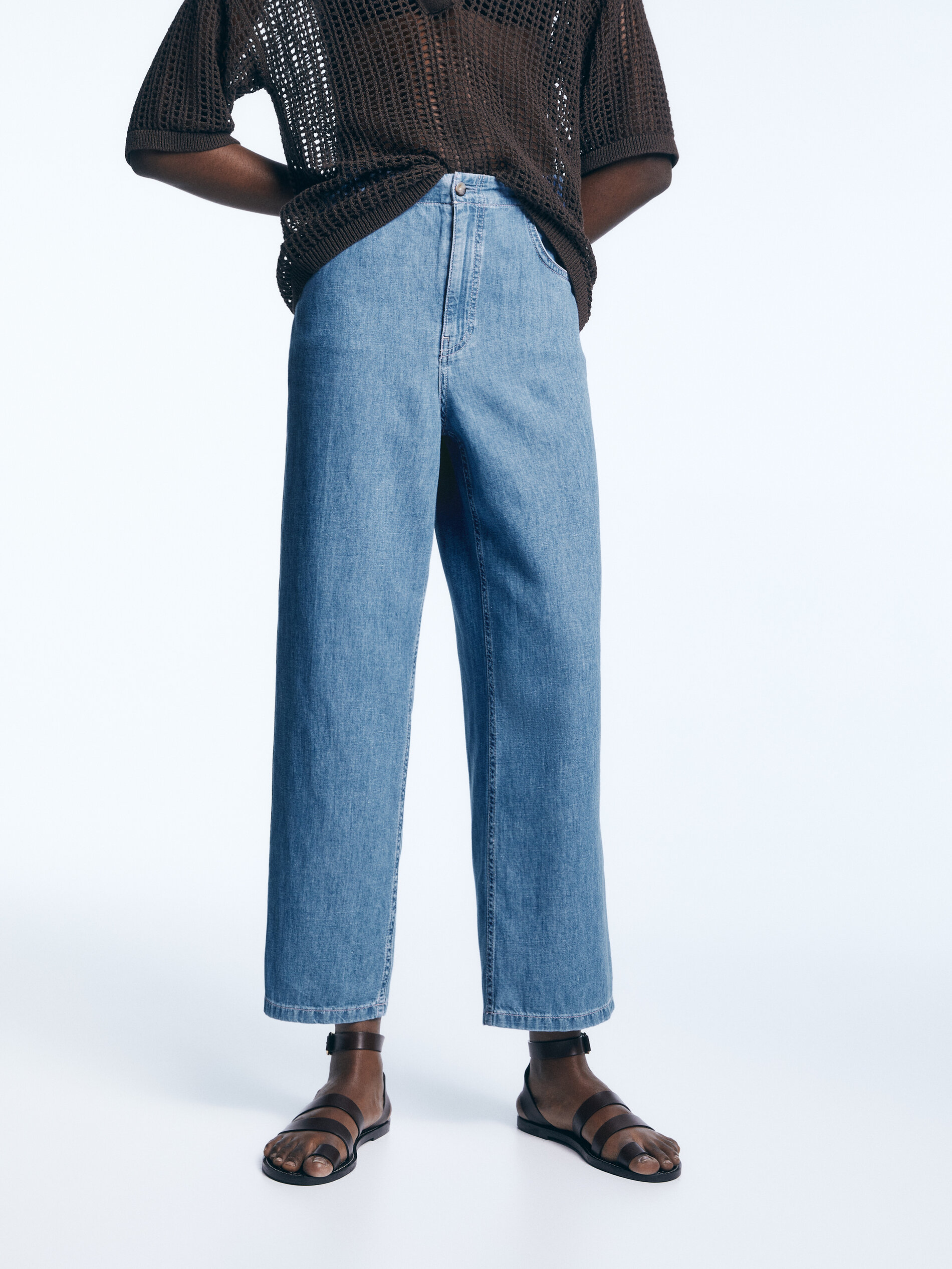 Pantalón vaquero cintura elástica recto - Massimo Dutti España