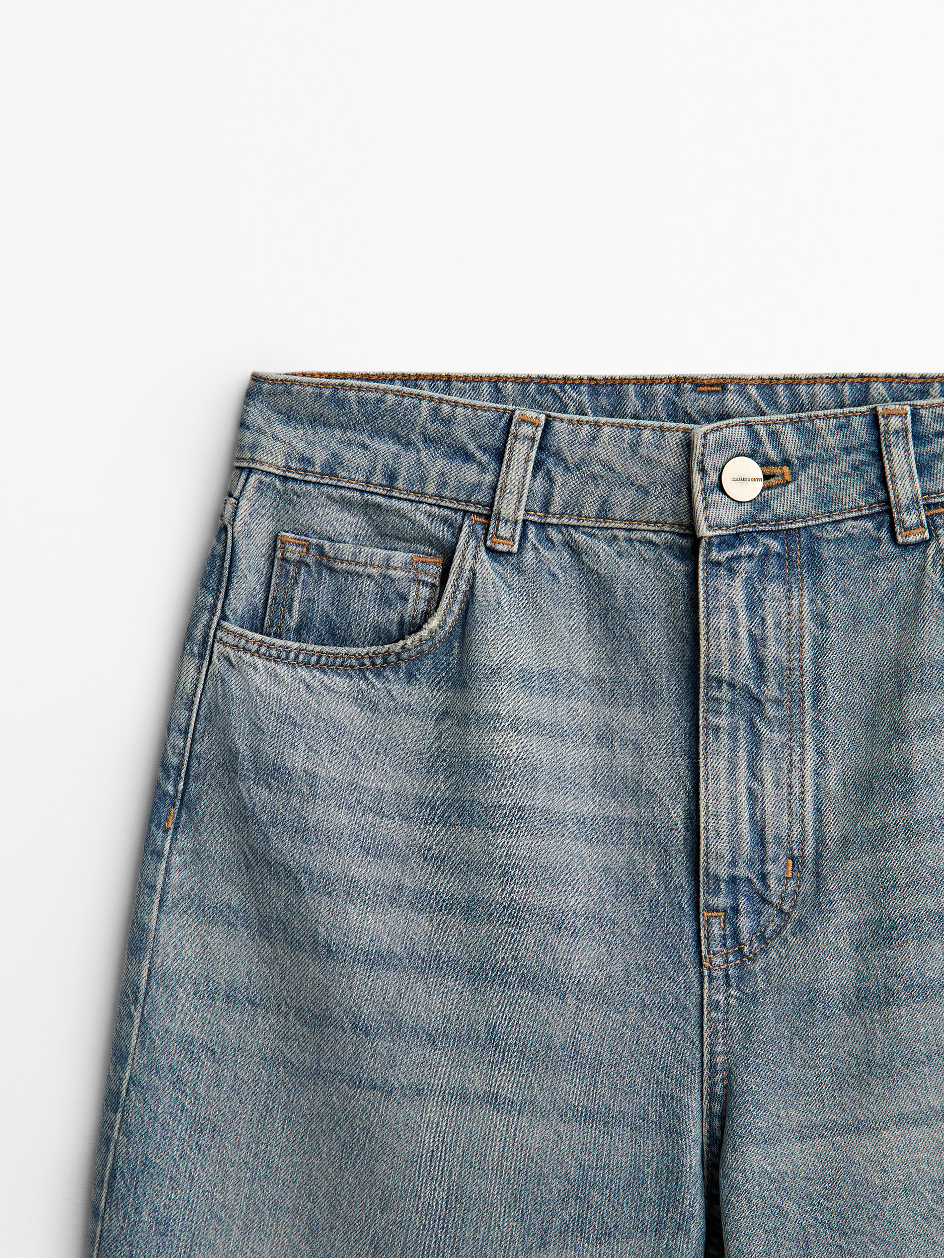 Pantalón vaquero pierna ancha cropped - Massimo Dutti España