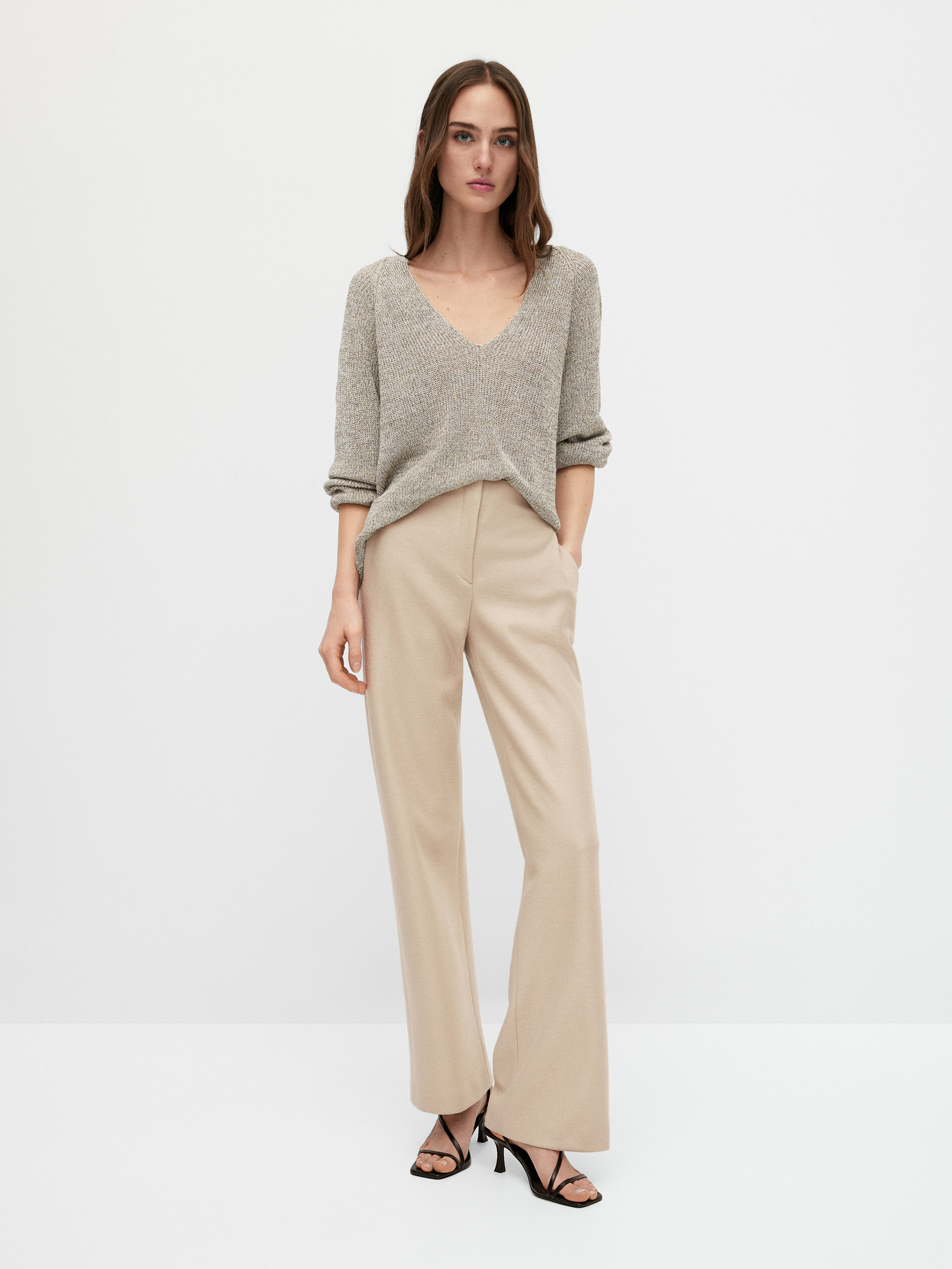 Pantaloni da completo ecru 100% lana - Massimo Dutti Italia