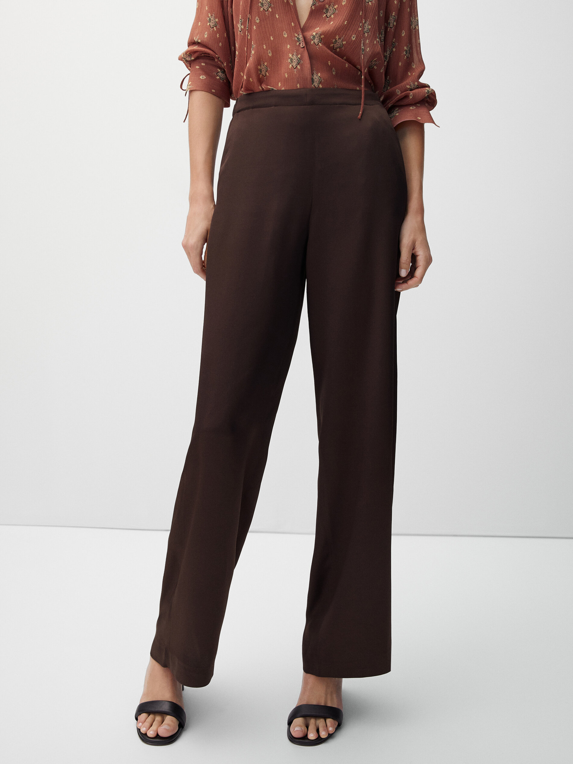 Flowing, satin trousers - Massimo Dutti 