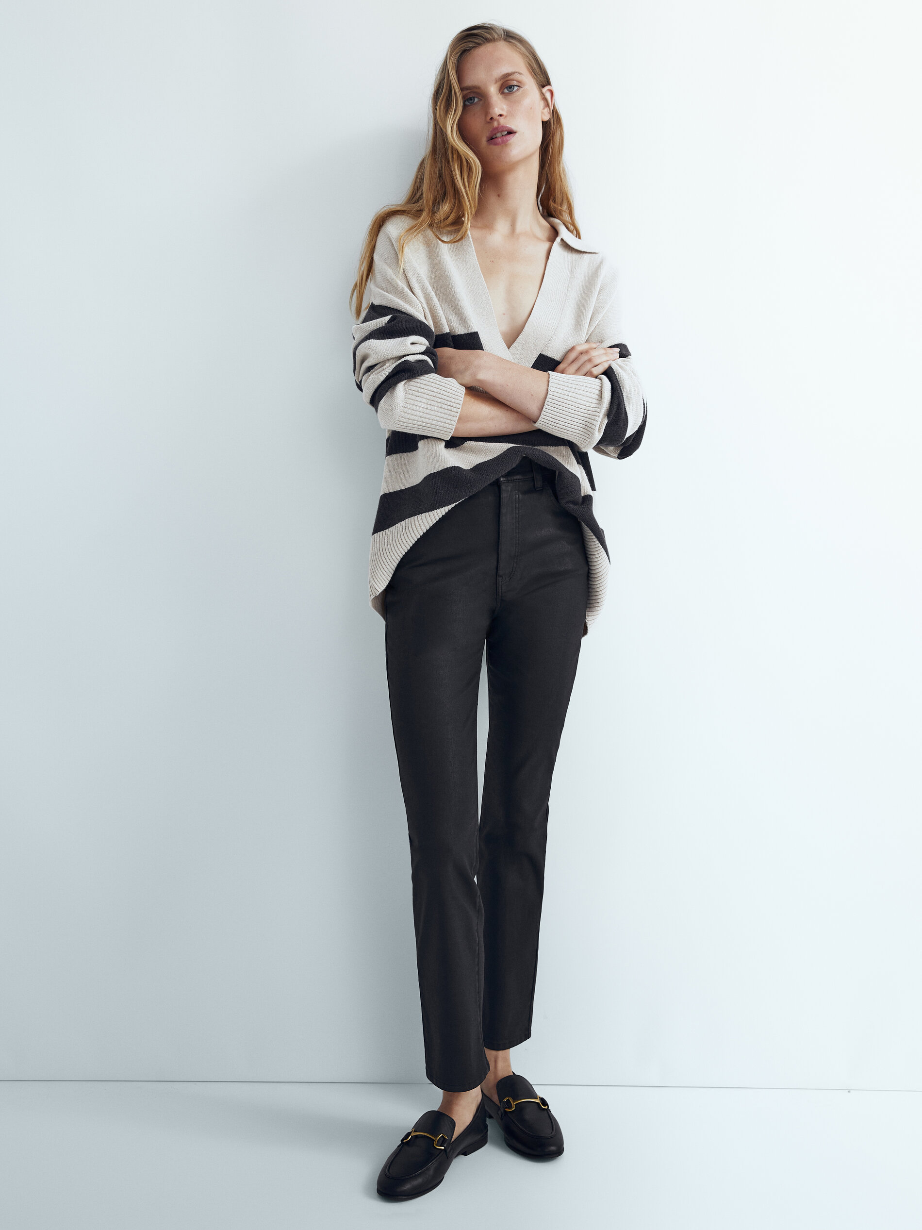 Pantalón coated tiro alto - Massimo Dutti España
