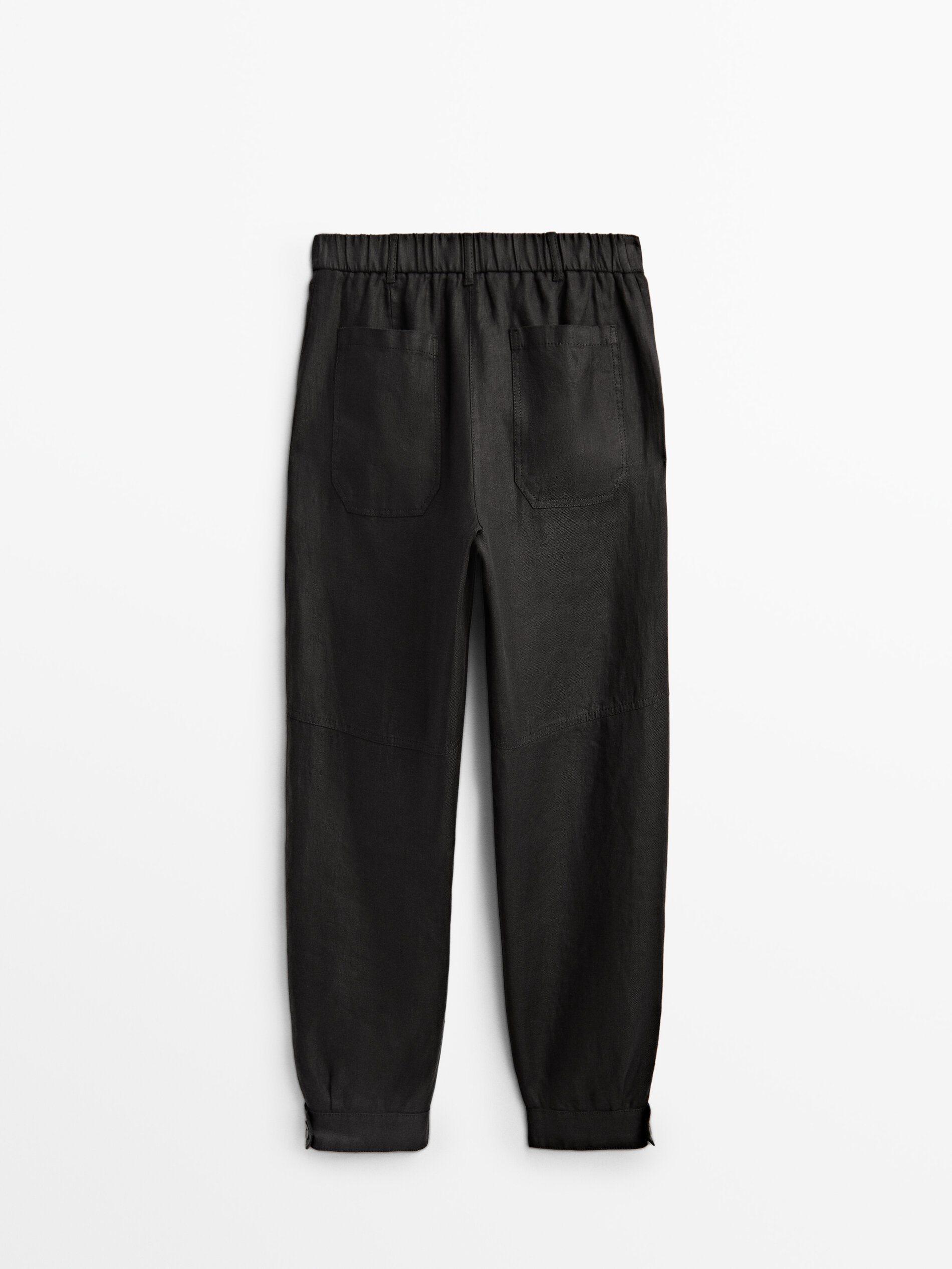 Pantaloni jogging fit di lino con orlo con bottoni - Massimo Dutti Italia