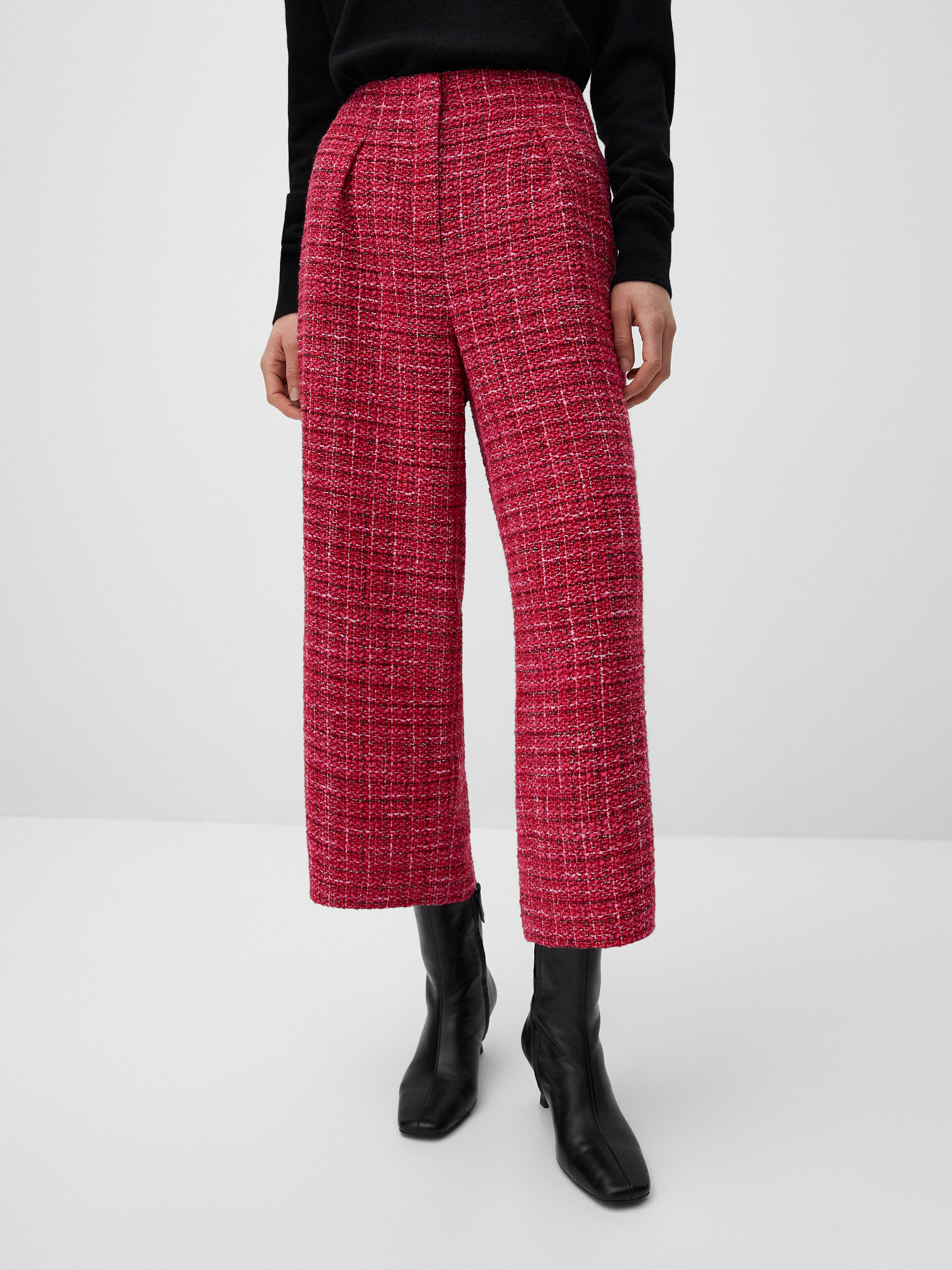 Pantaloni culotte rossi da completo con struttura - Massimo Dutti Italia