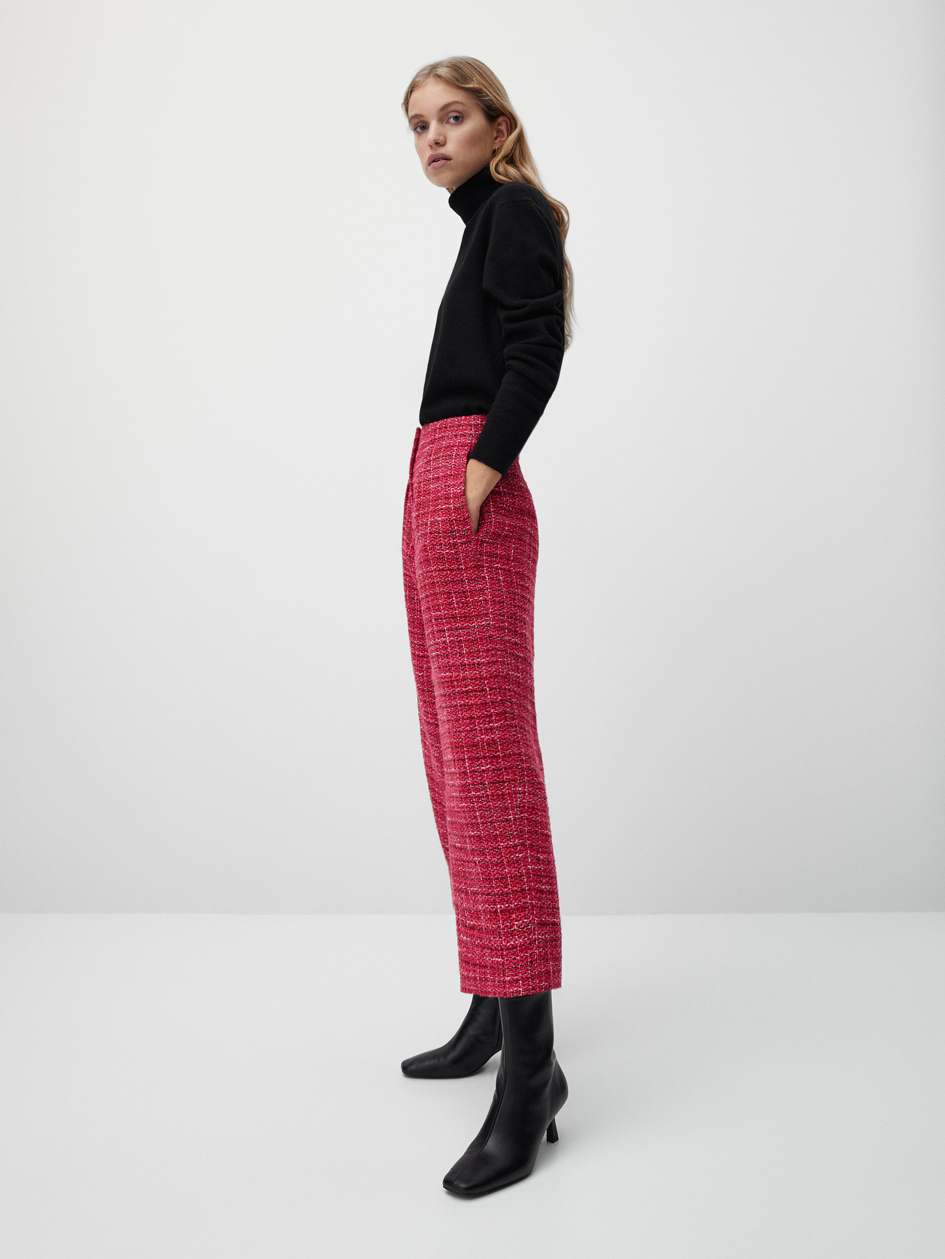 Pantaloni culotte rossi da completo con struttura - Massimo Dutti Italia