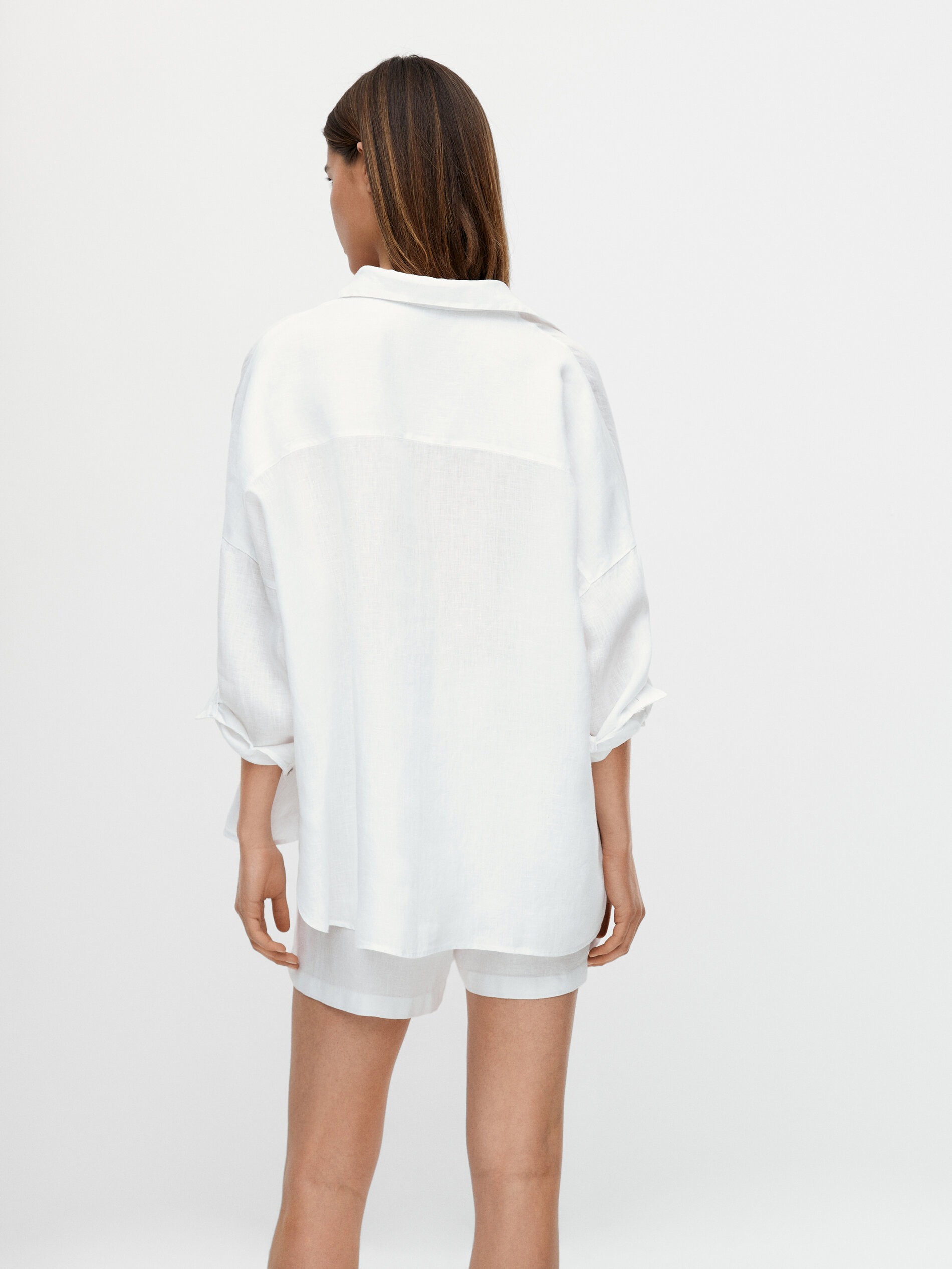 Camicia di lino con maniche roll-up - Massimo Dutti Italia