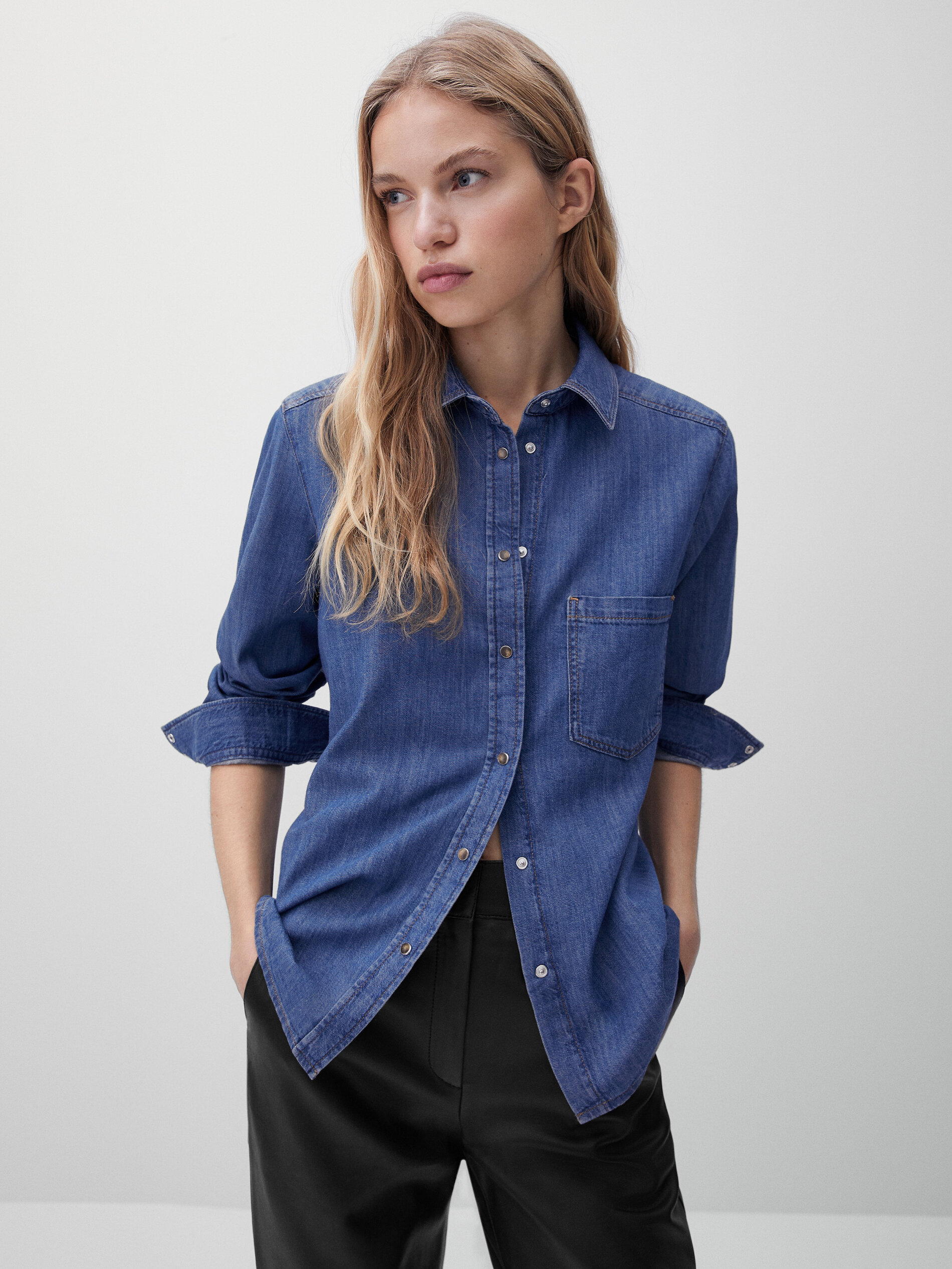 100% cotton denim shirt - Massimo Dutti 