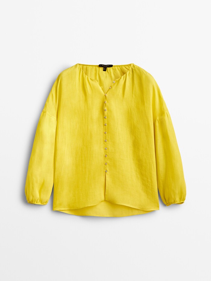 마시모두띠 셔츠 Massimo Dutti 100% linen shirt,YELLOW
