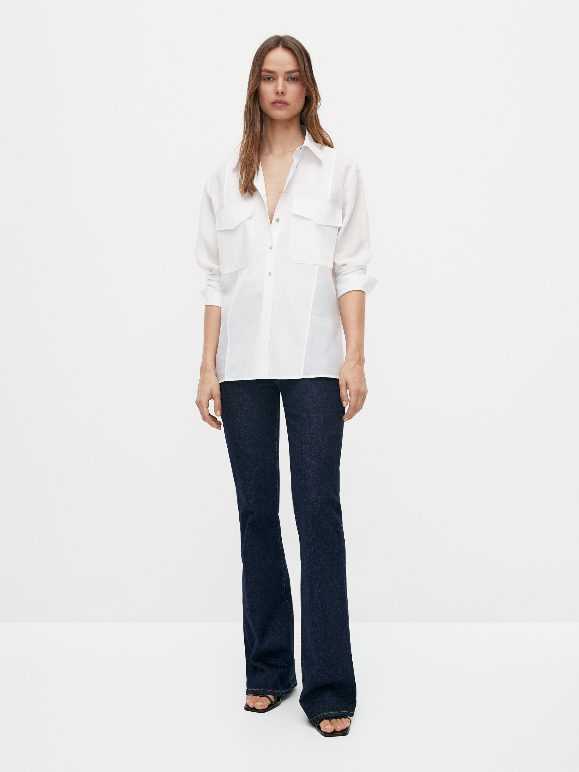 Ramie cotton shirt with pockets