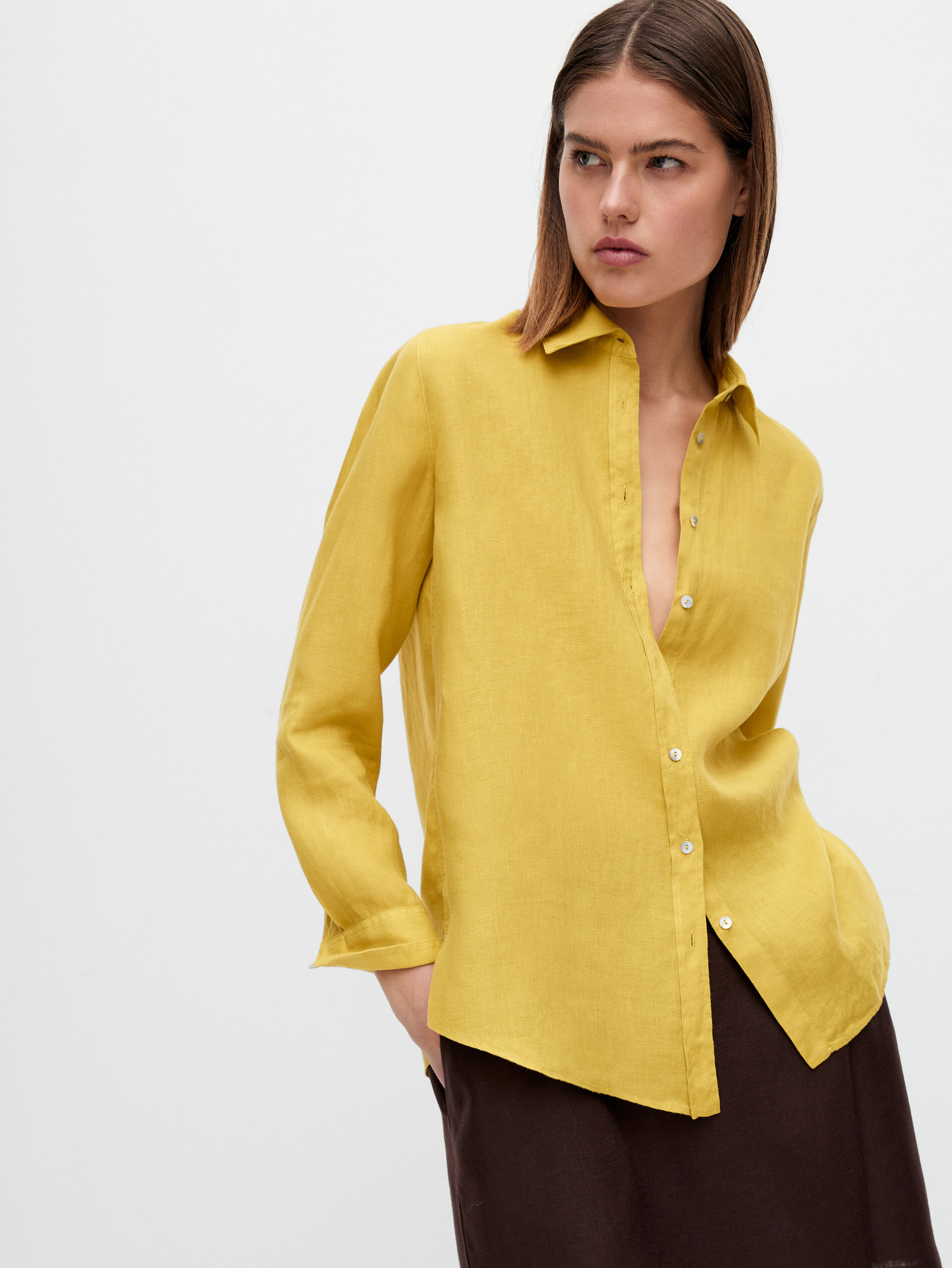 PLAIN 100% LINEN SHIRT - Massimo Dutti 