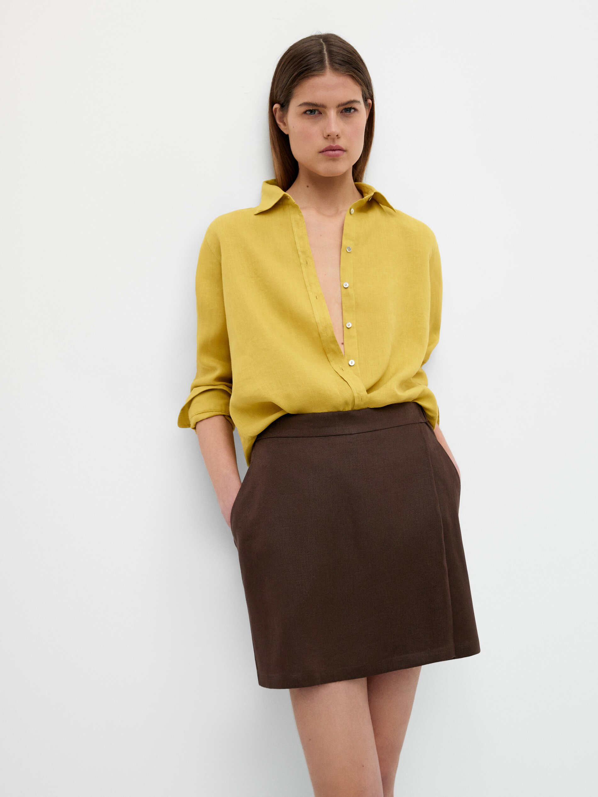 Falda pantalón 100% lino - Massimo Dutti España