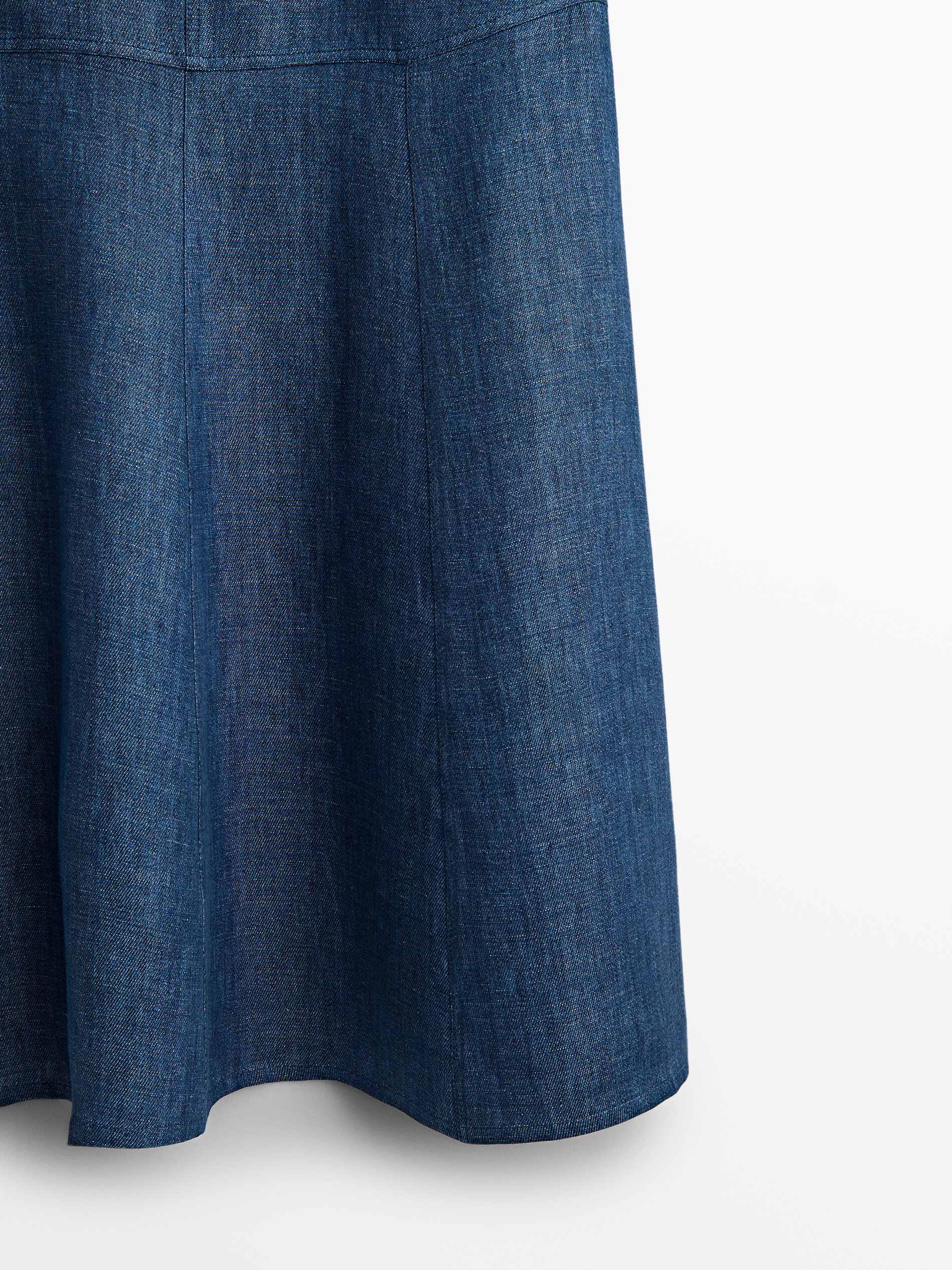 Falda midi tipo denim 100% lino - Massimo Dutti España