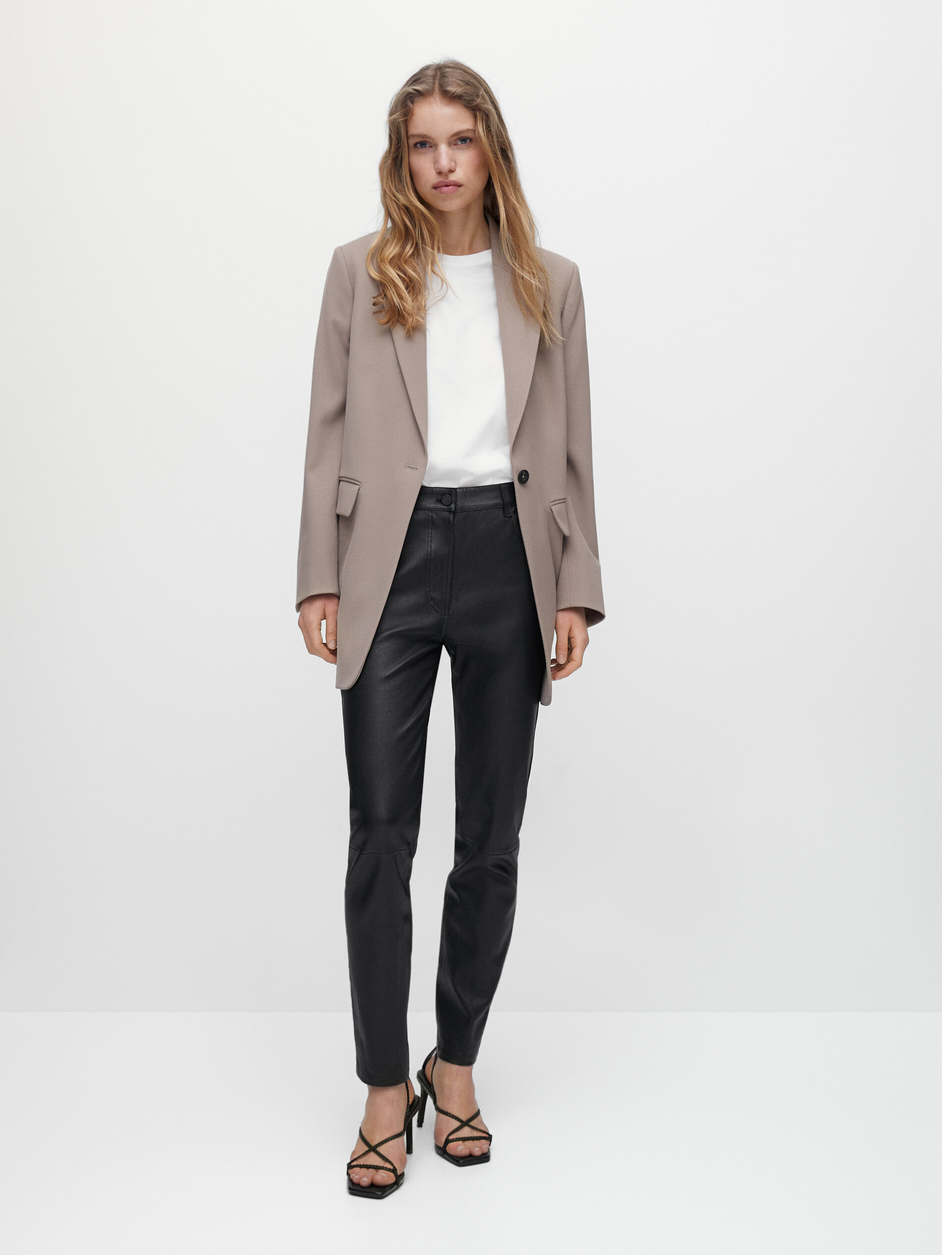 Pantalón piel napa stretch - Massimo Dutti España
