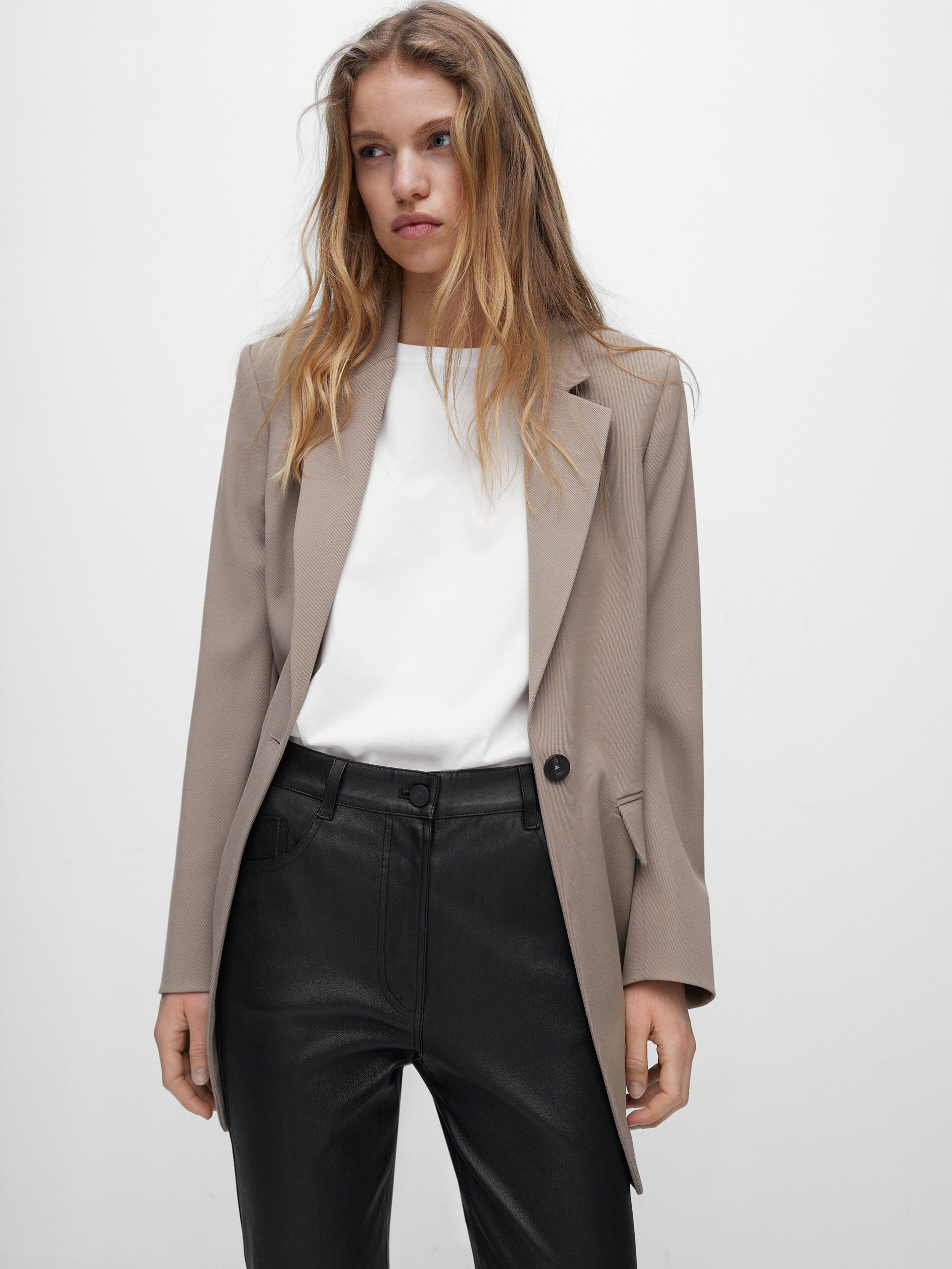 Pantalón piel napa stretch - Massimo Dutti España