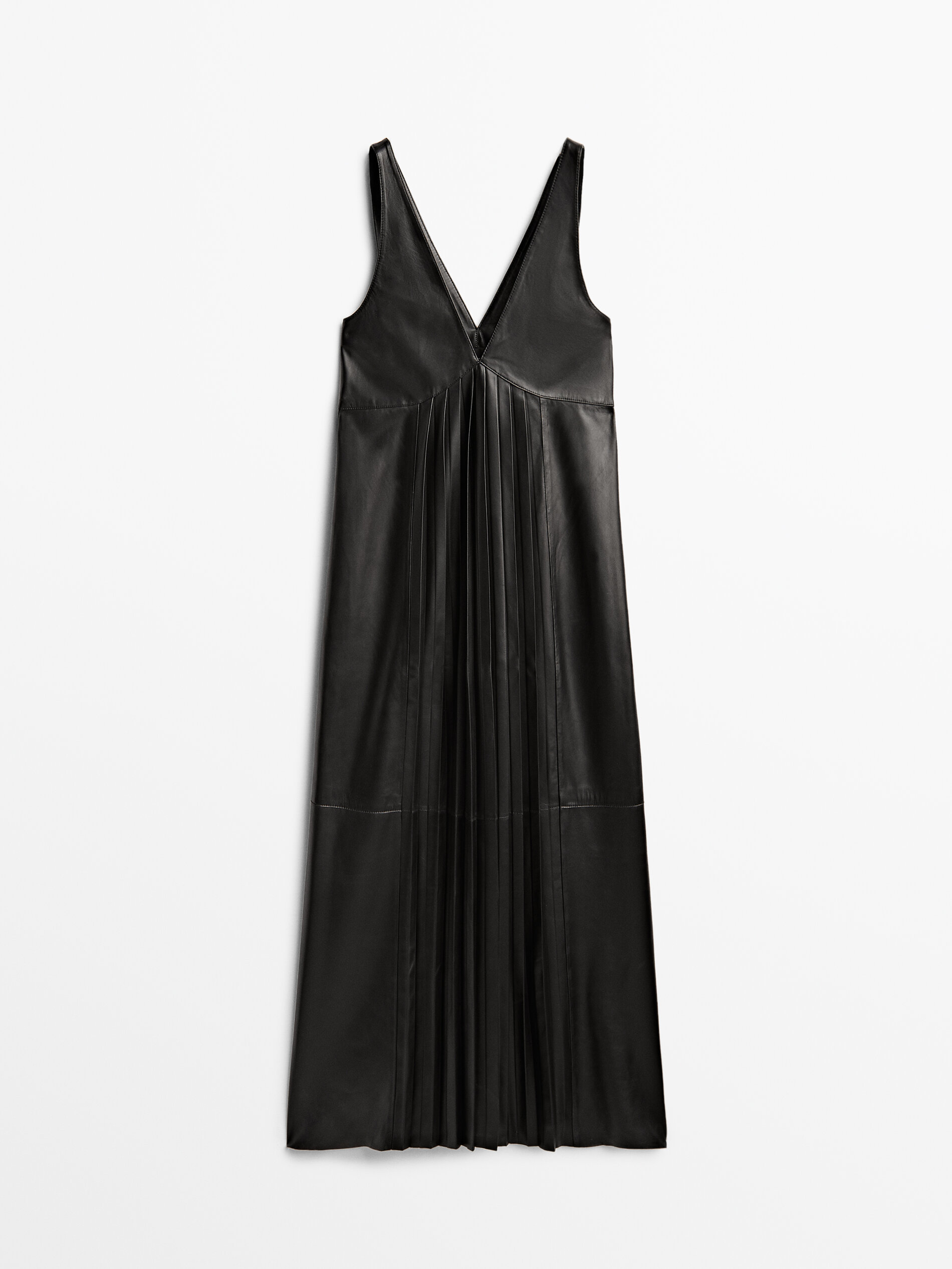 Vestido negro plisado piel Limited Edition - Massimo Dutti España