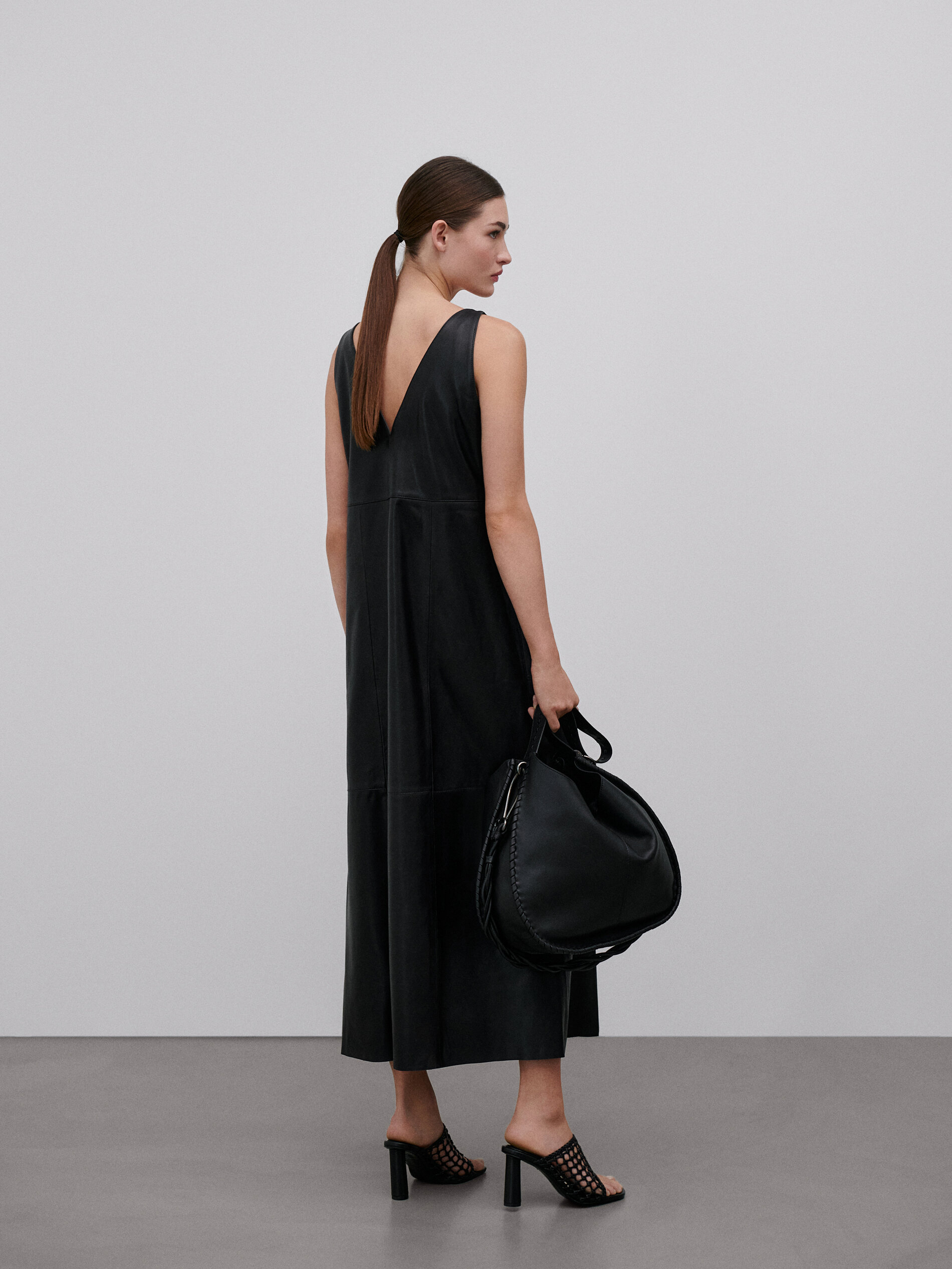 Black pleated leather dress - Limited 