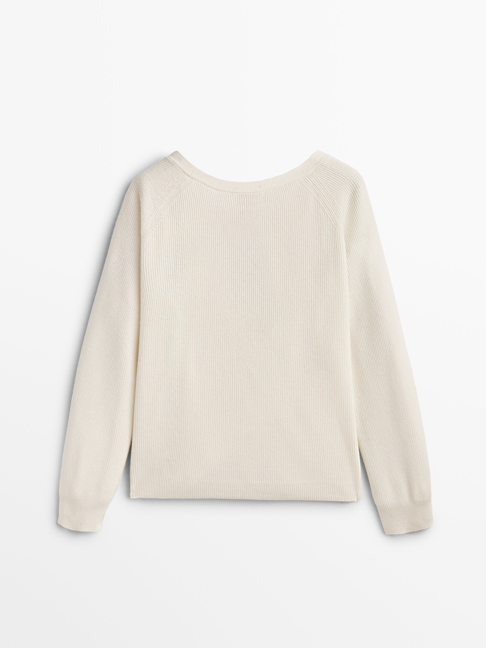 Ribbed wool blend sweater with knot detail