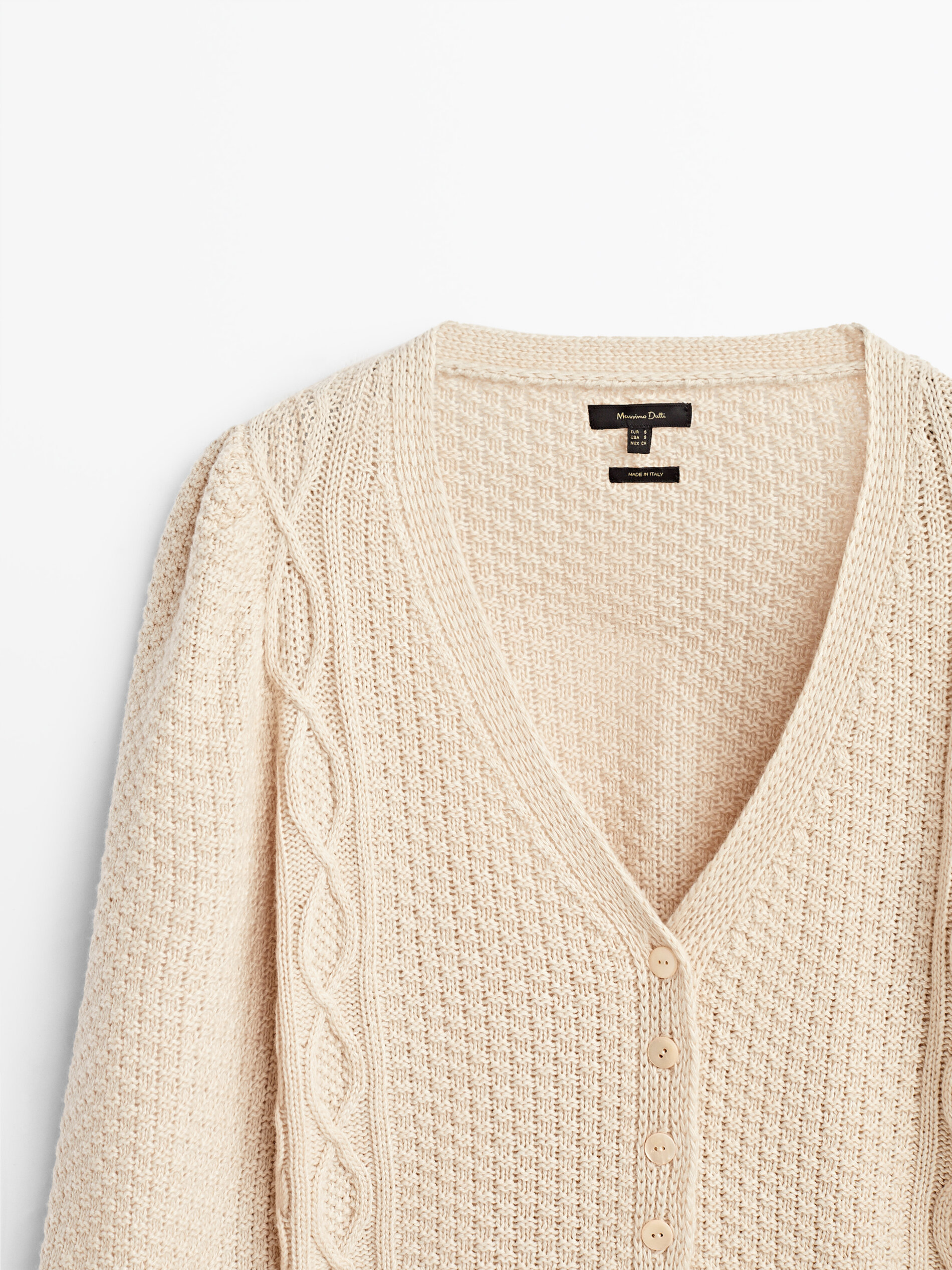 puff sleeve knit cardigan