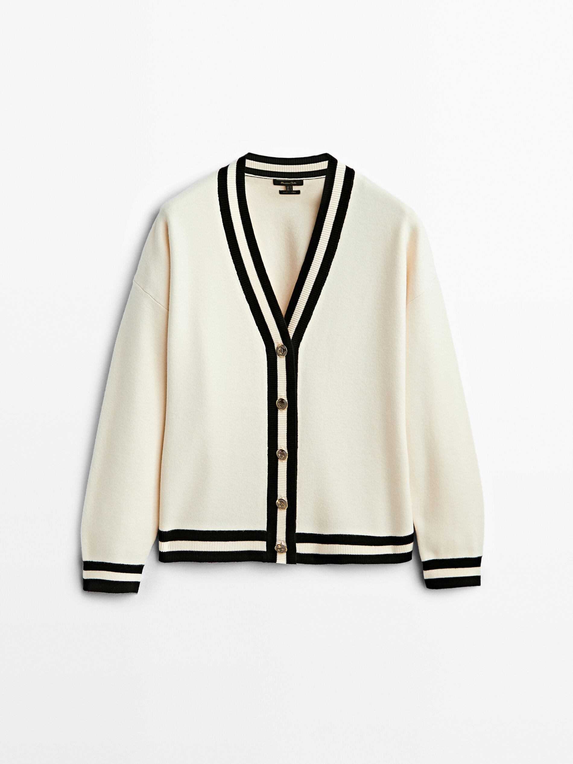 Chaqueta corta de punto contraste color - Massimo Dutti España