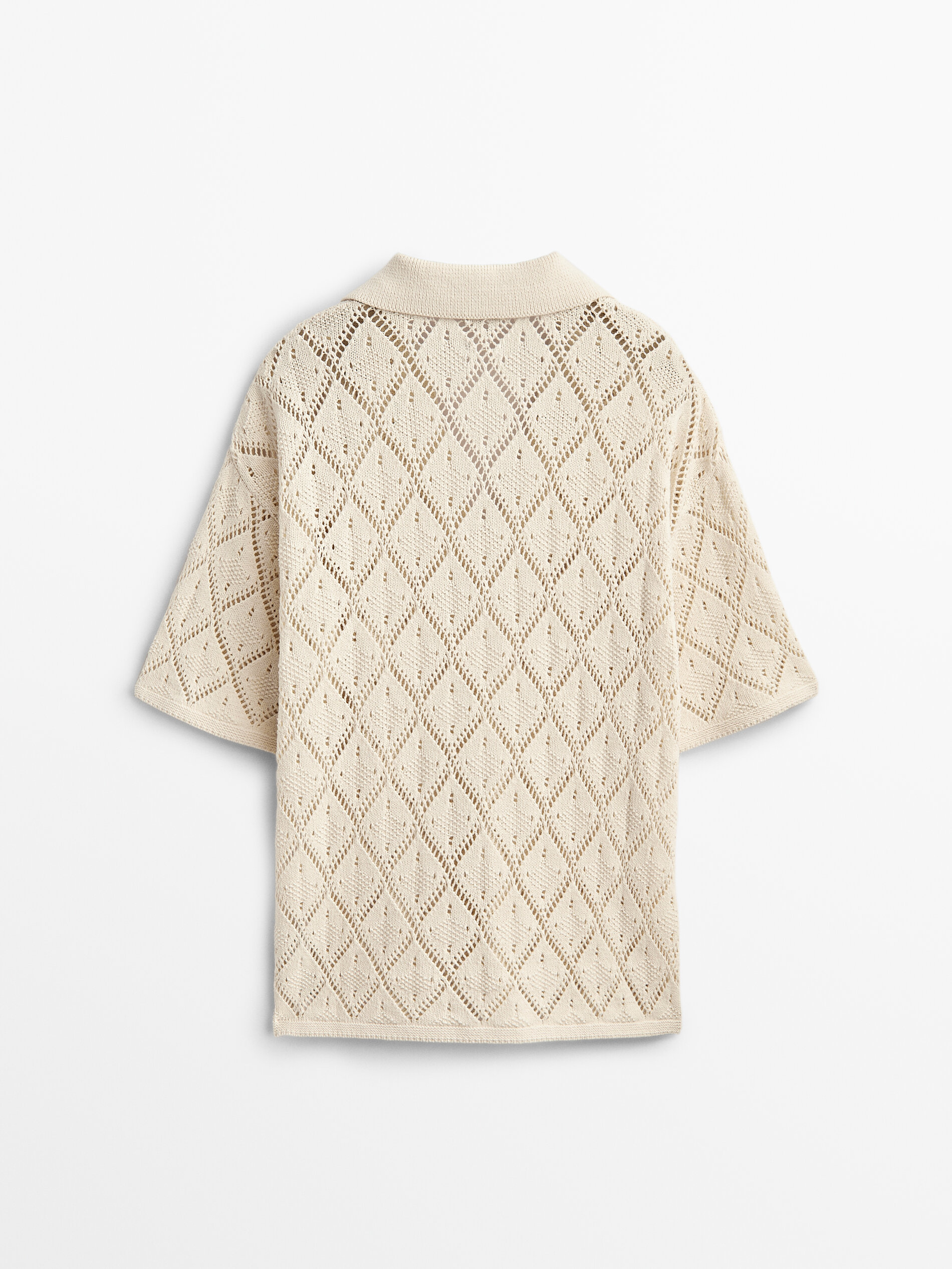 V-neck crochet knit sweater