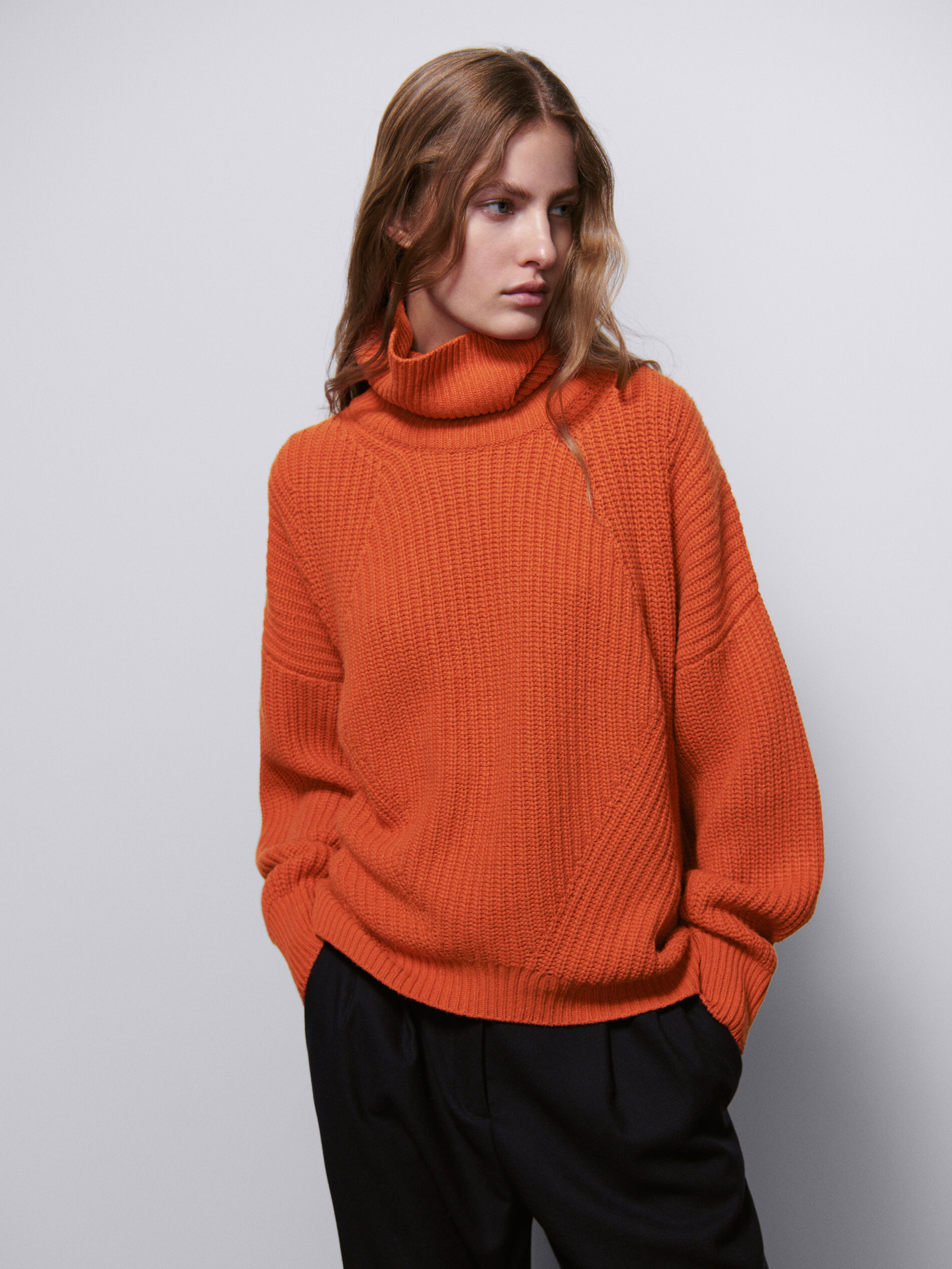 Purl knit wool and cashmere sweater