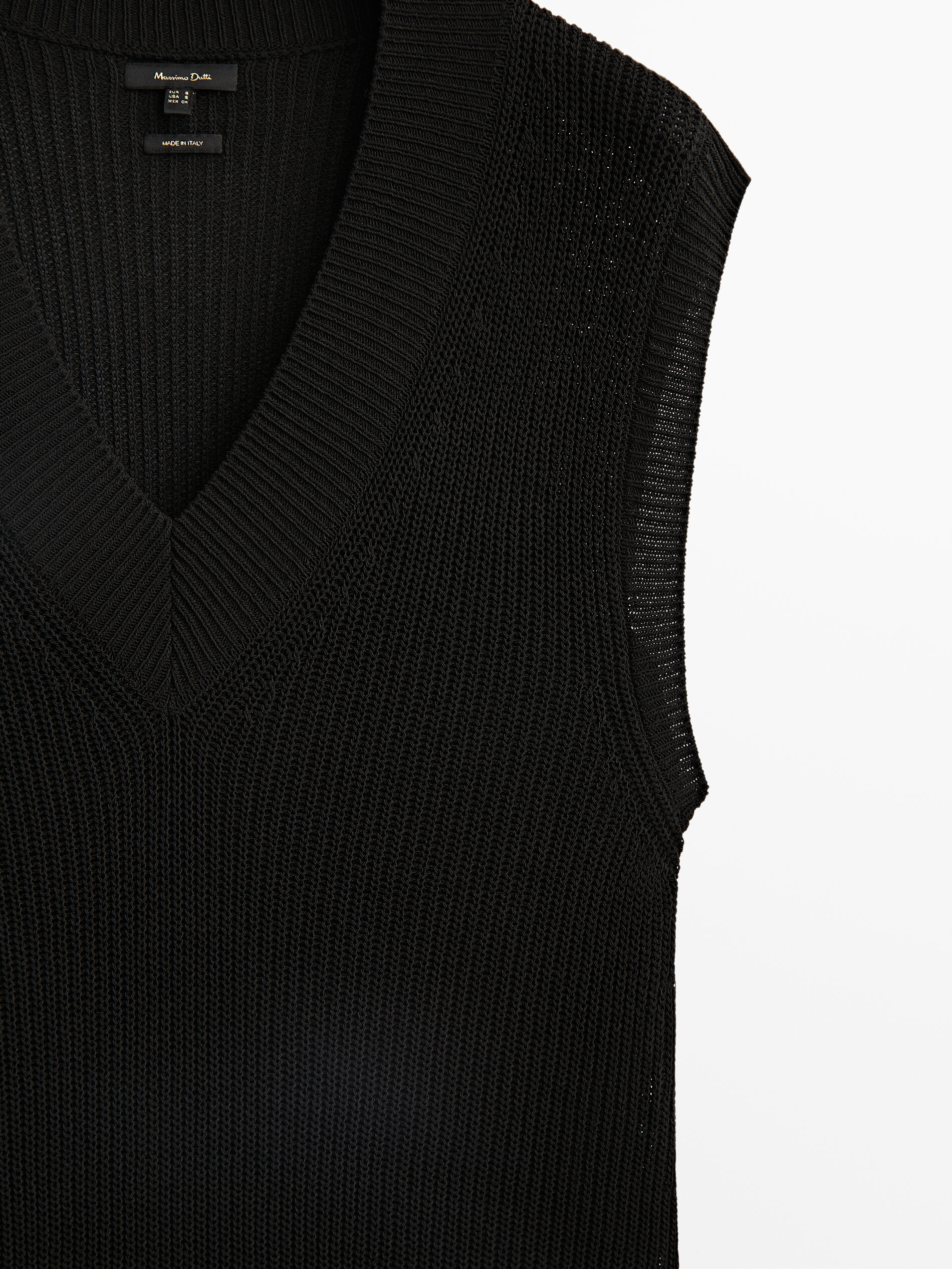 Chaleco de punto cuello pico - Massimo Dutti España