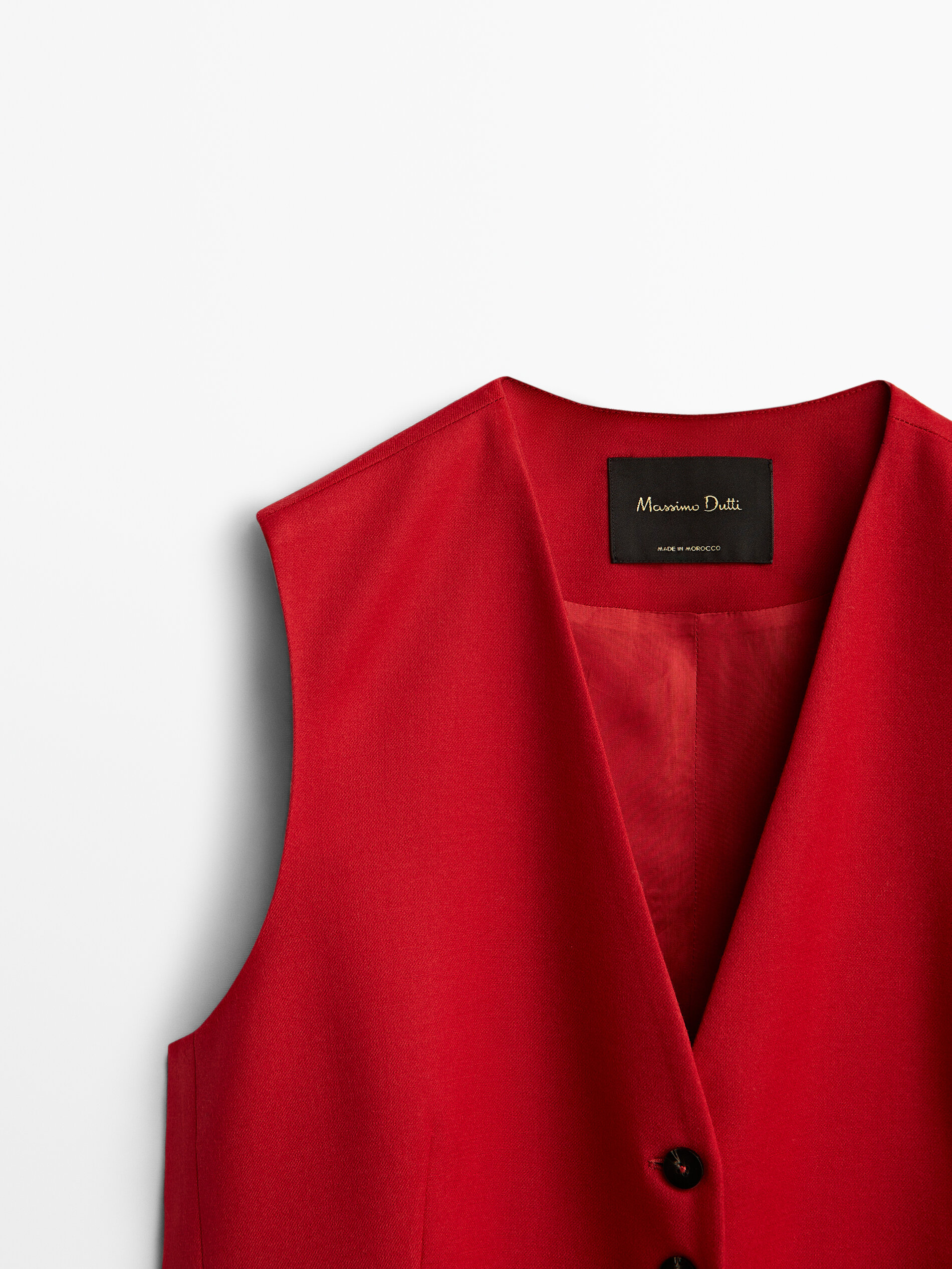 Chaleco traje rojo lana - Massimo Dutti México