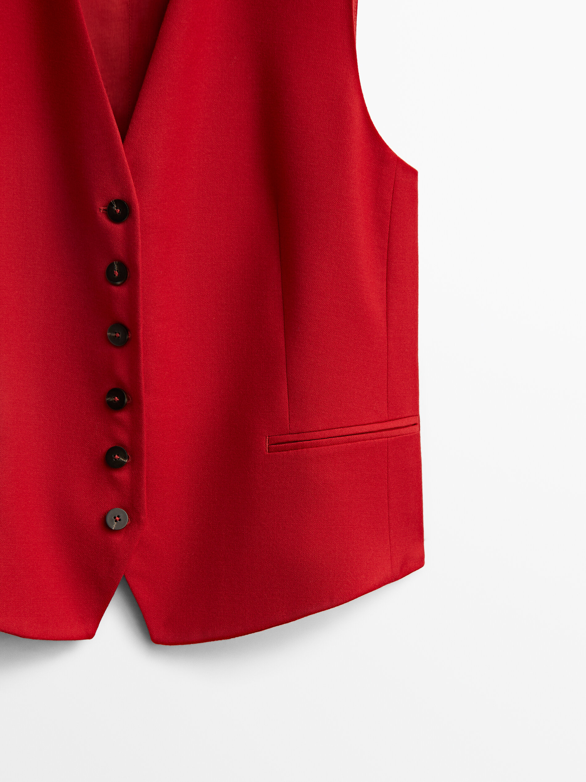 Chaleco traje rojo lana - Massimo Dutti México