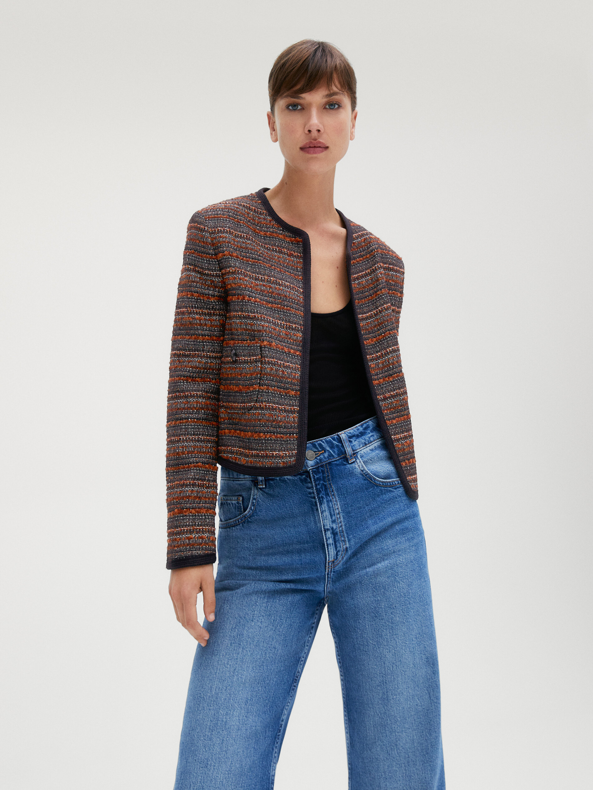 cropped checkered jacket