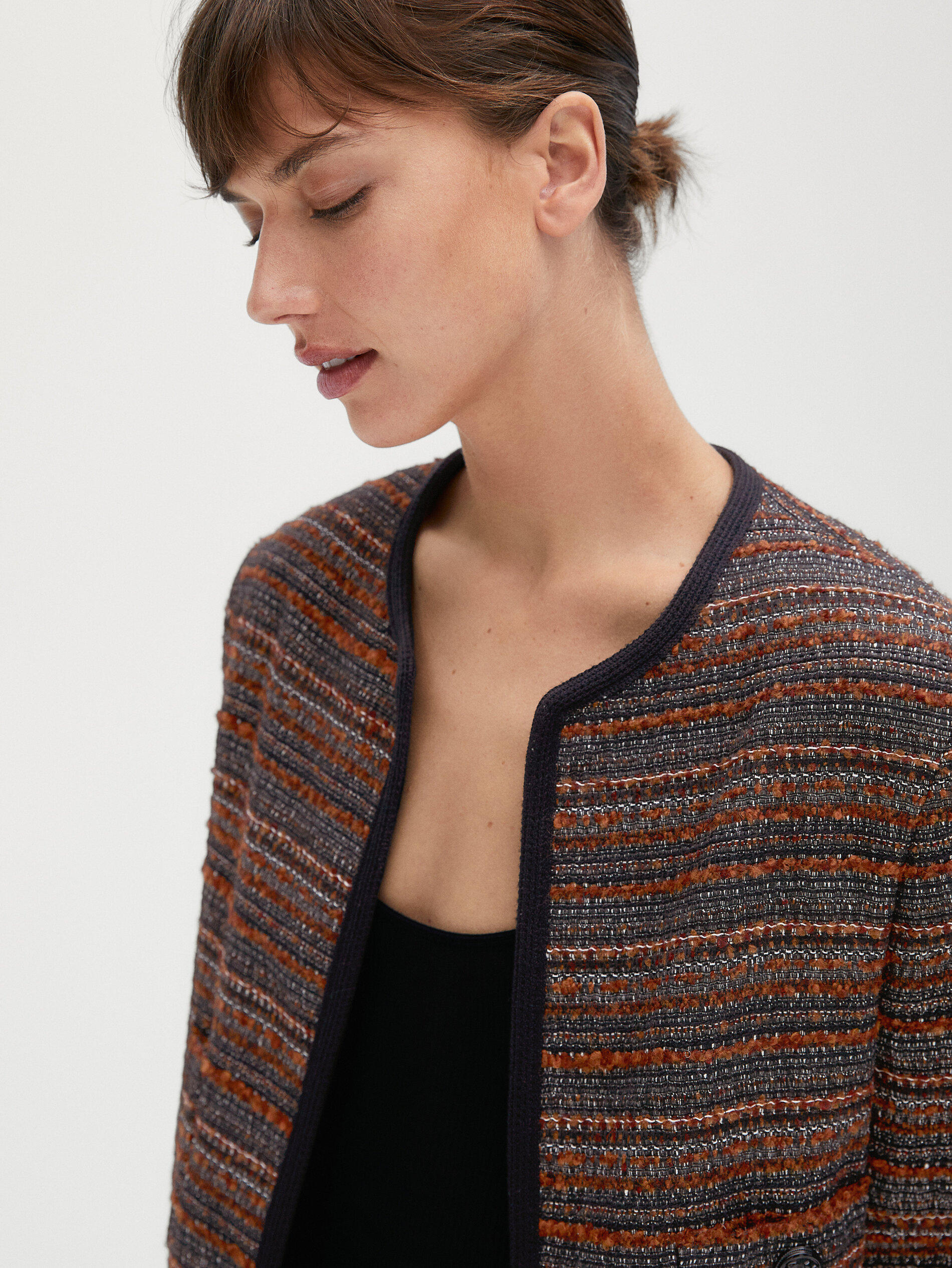 warehouse chenille tweed jacket