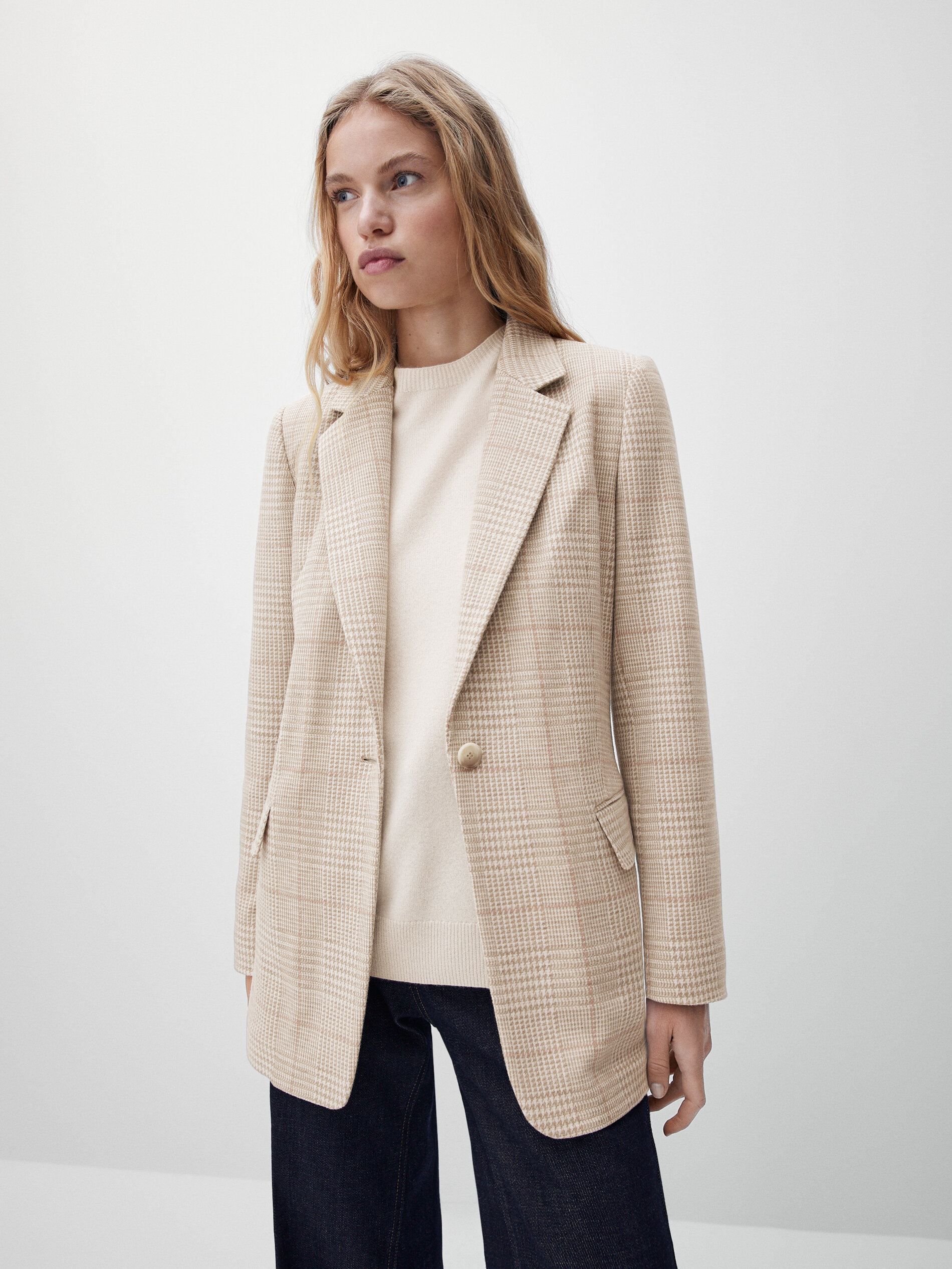 Americana cuadros perfil rosa - Massimo Dutti España